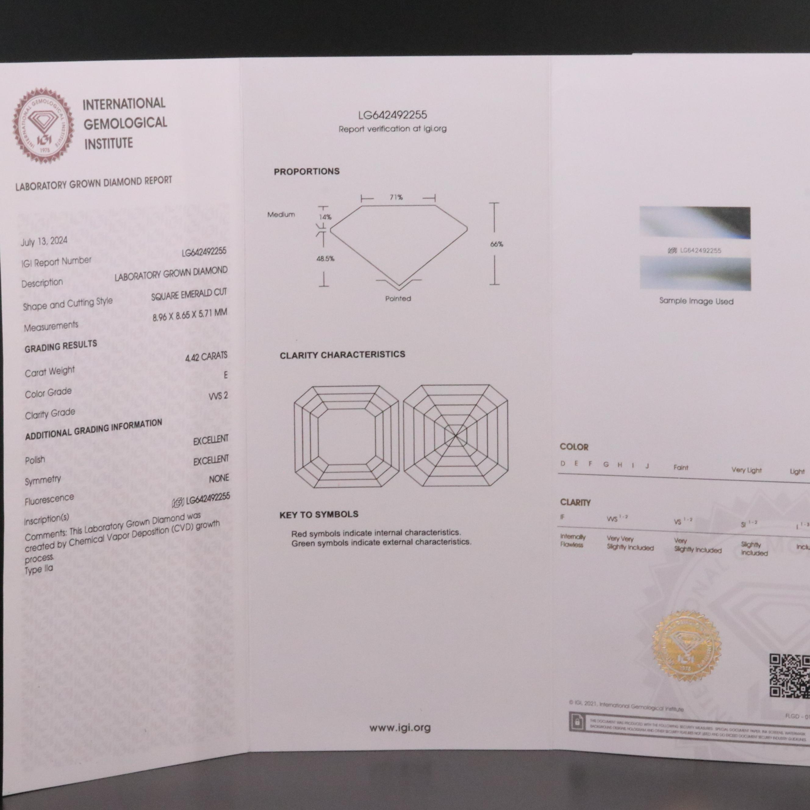 14K 4.73 CTW Lab Grown Diamond Ring with IGI Report