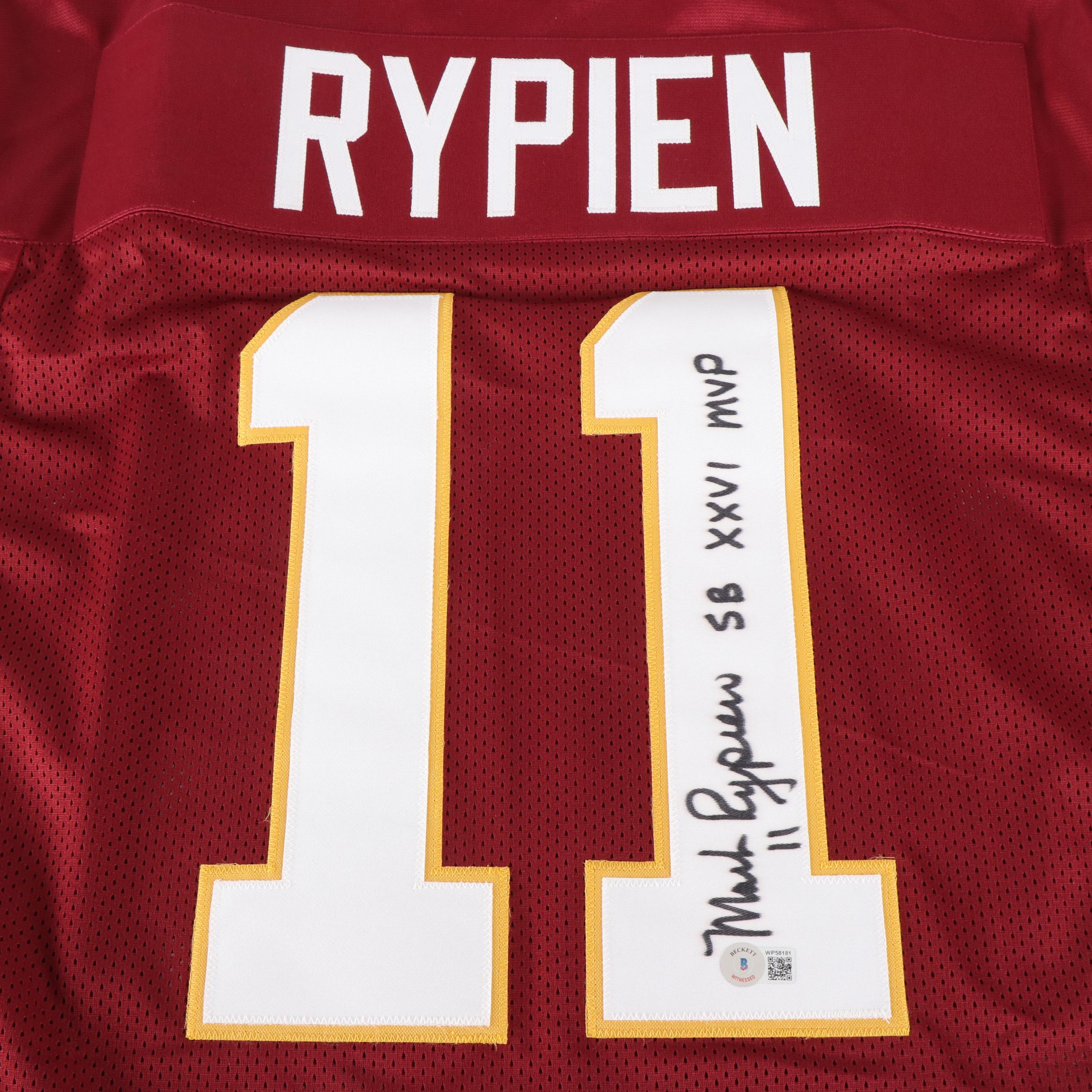 Mark Rypien Signed “SB XXVI MVP” Washington Redskins Football Jersey, Beckett