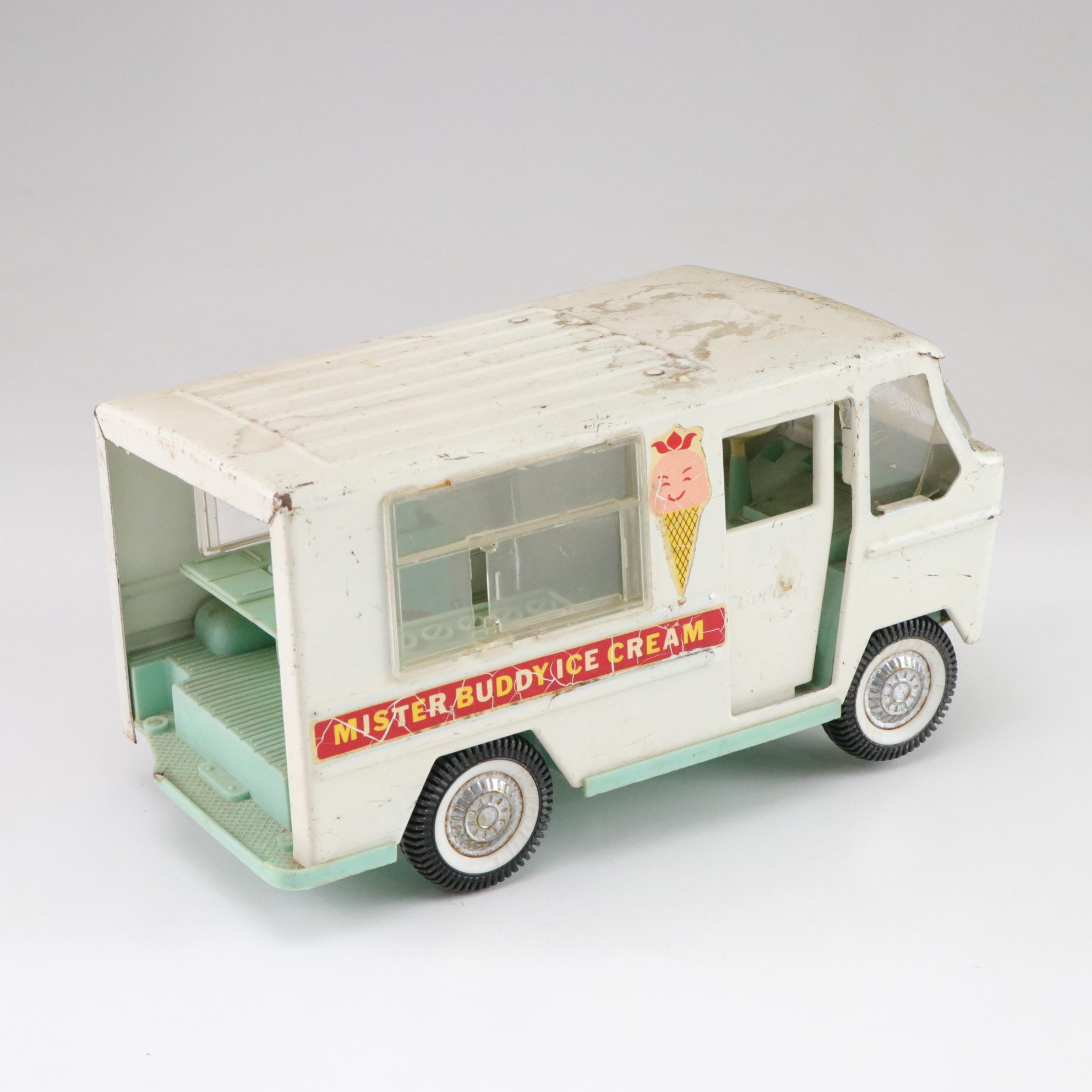 Pressed Metal Tow Truck, Ice Cream Van & Other Toy Trucks