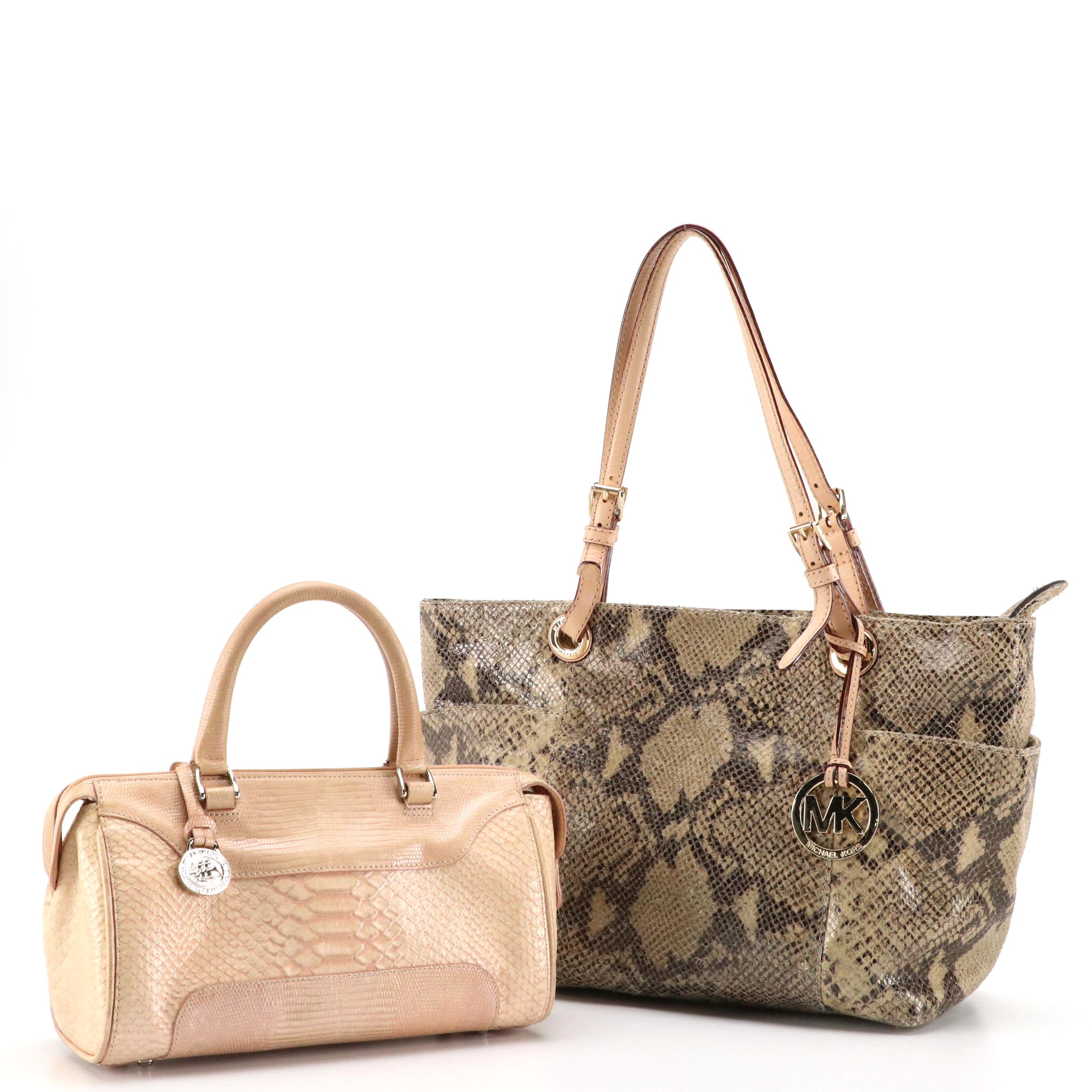MICHAEL Michael Kors Python Print Shoulder Bag and Brahmin Lizard Embossed Bag