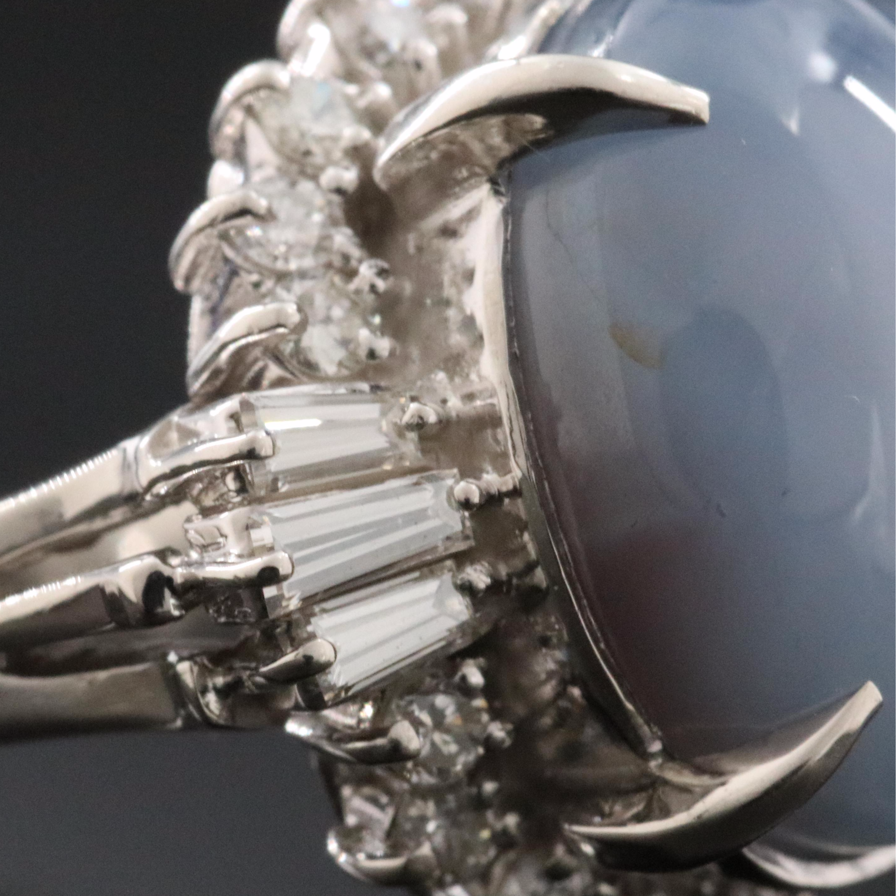 Platinum 16.38 CT No Heat Ceylon Star Sapphire and 0.60 CTW Diamond Ring w/ GIA