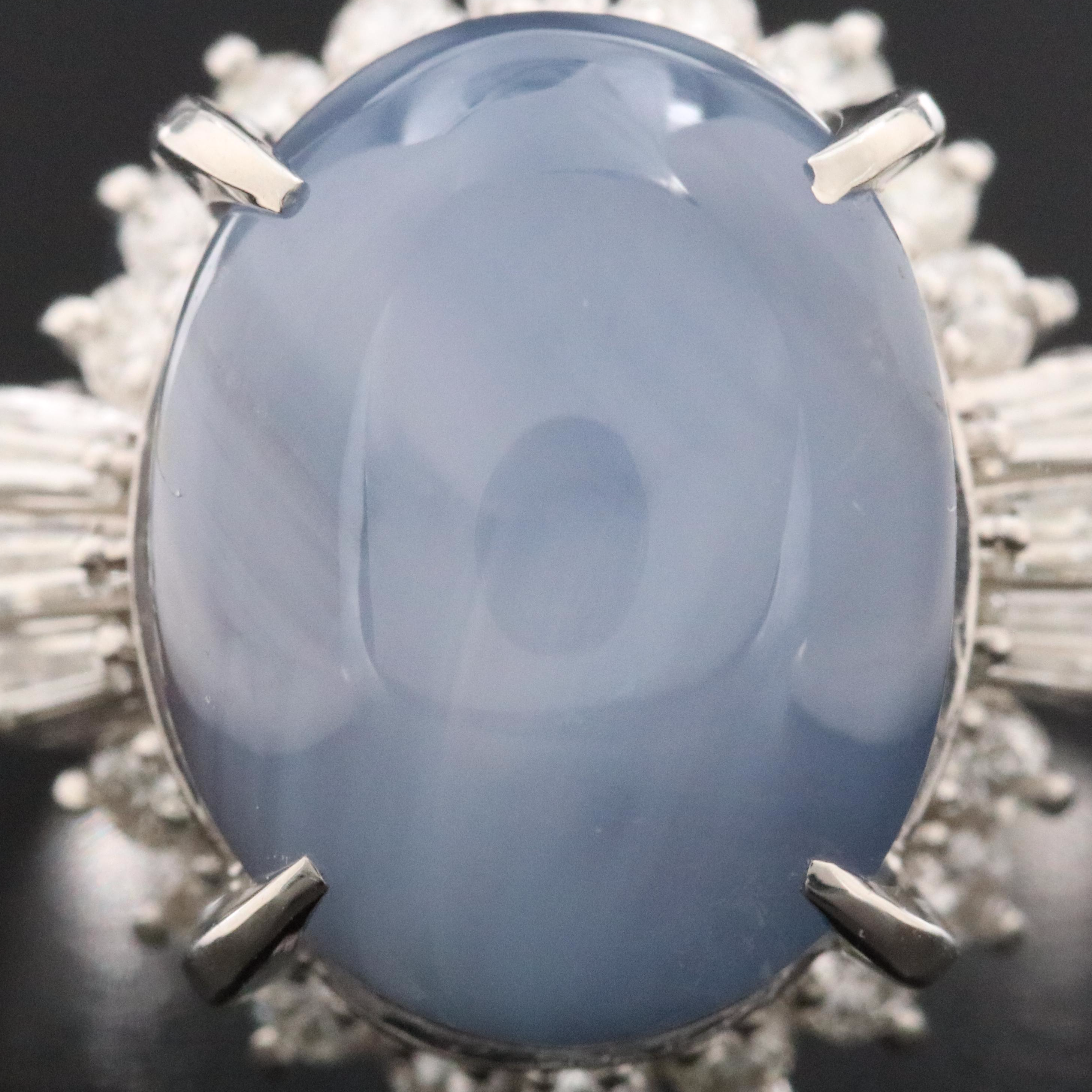 Platinum 16.38 CT No Heat Ceylon Star Sapphire and 0.60 CTW Diamond Ring w/ GIA