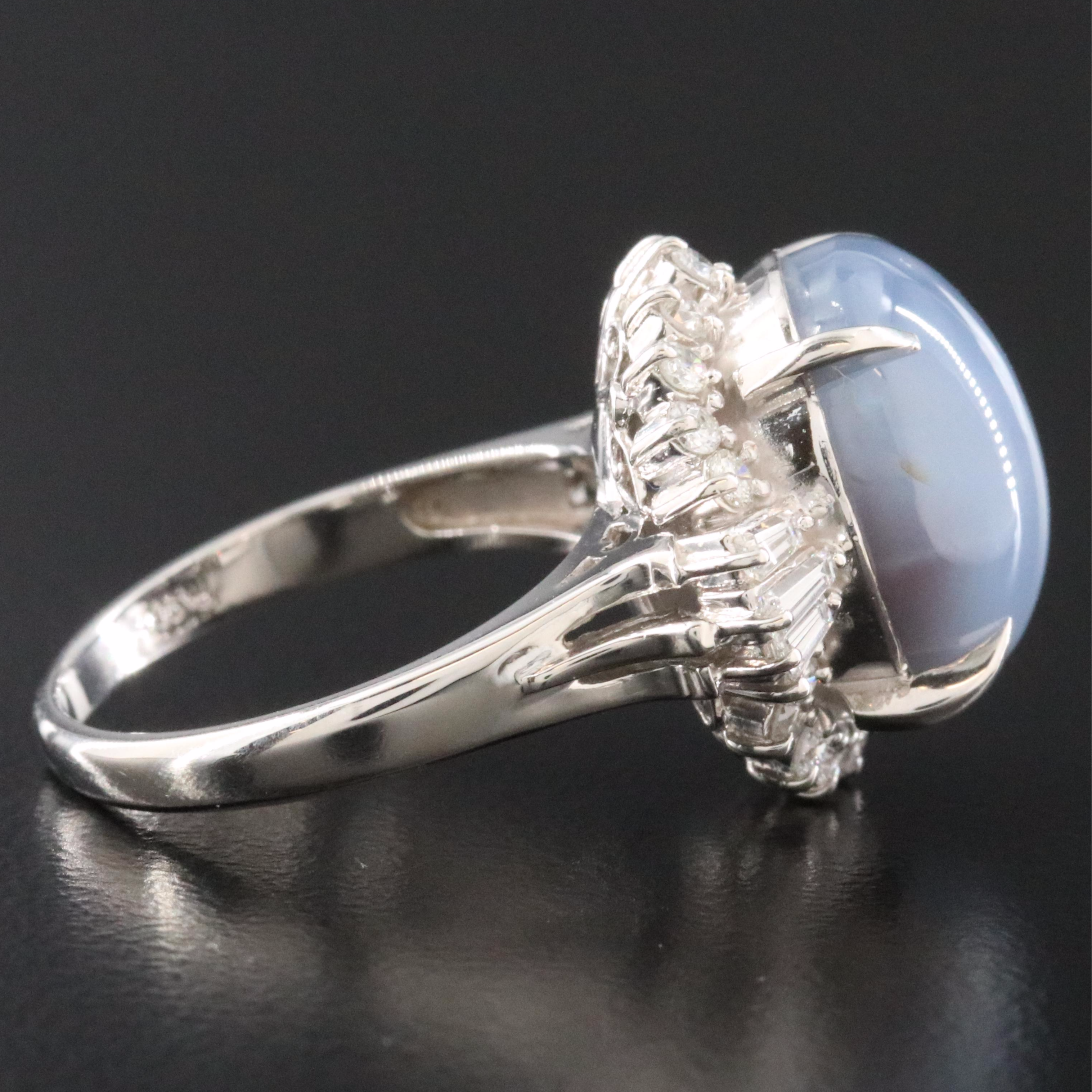 Platinum 16.38 CT No Heat Ceylon Star Sapphire and 0.60 CTW Diamond Ring w/ GIA