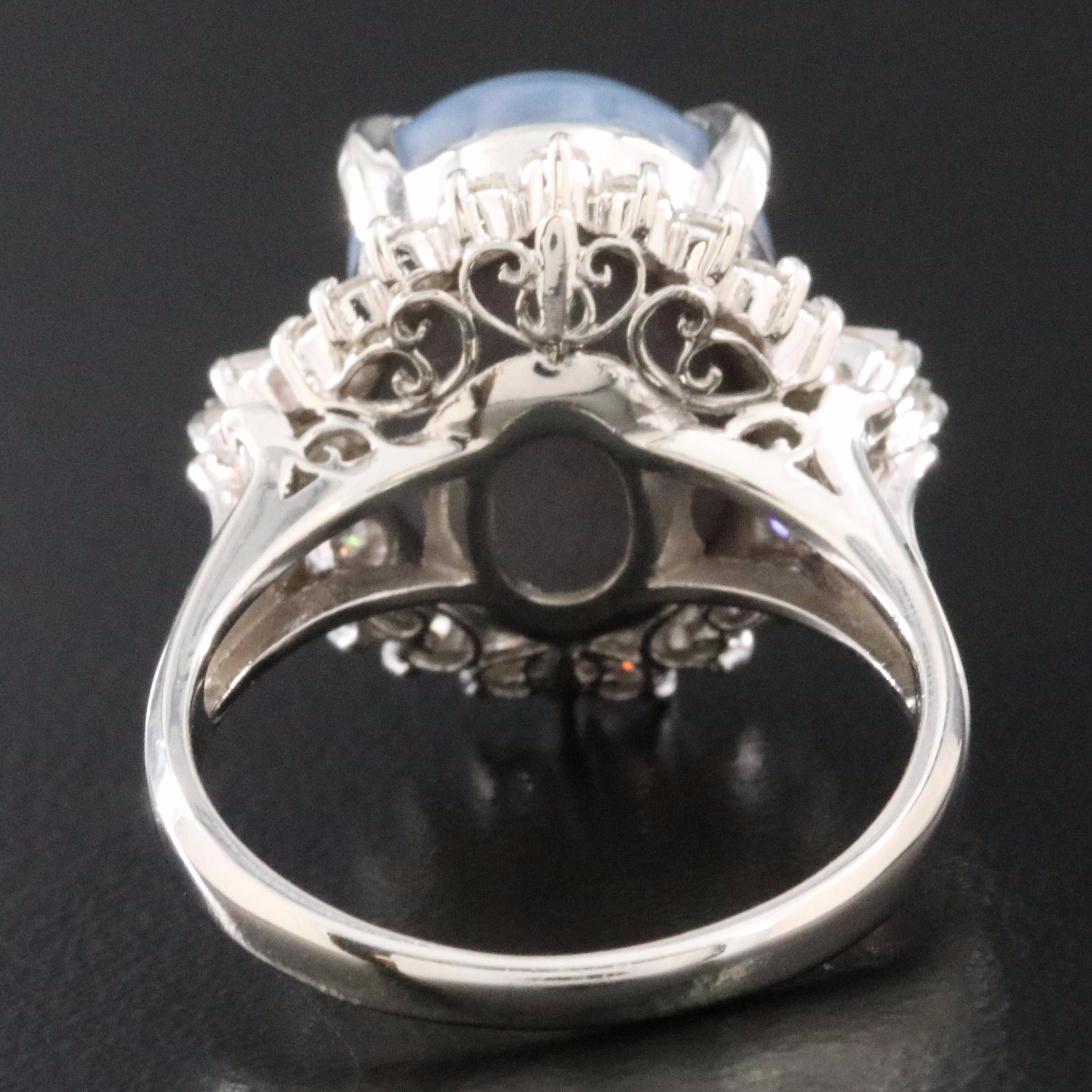 Platinum 16.38 CT No Heat Ceylon Star Sapphire and 0.60 CTW Diamond Ring w/ GIA