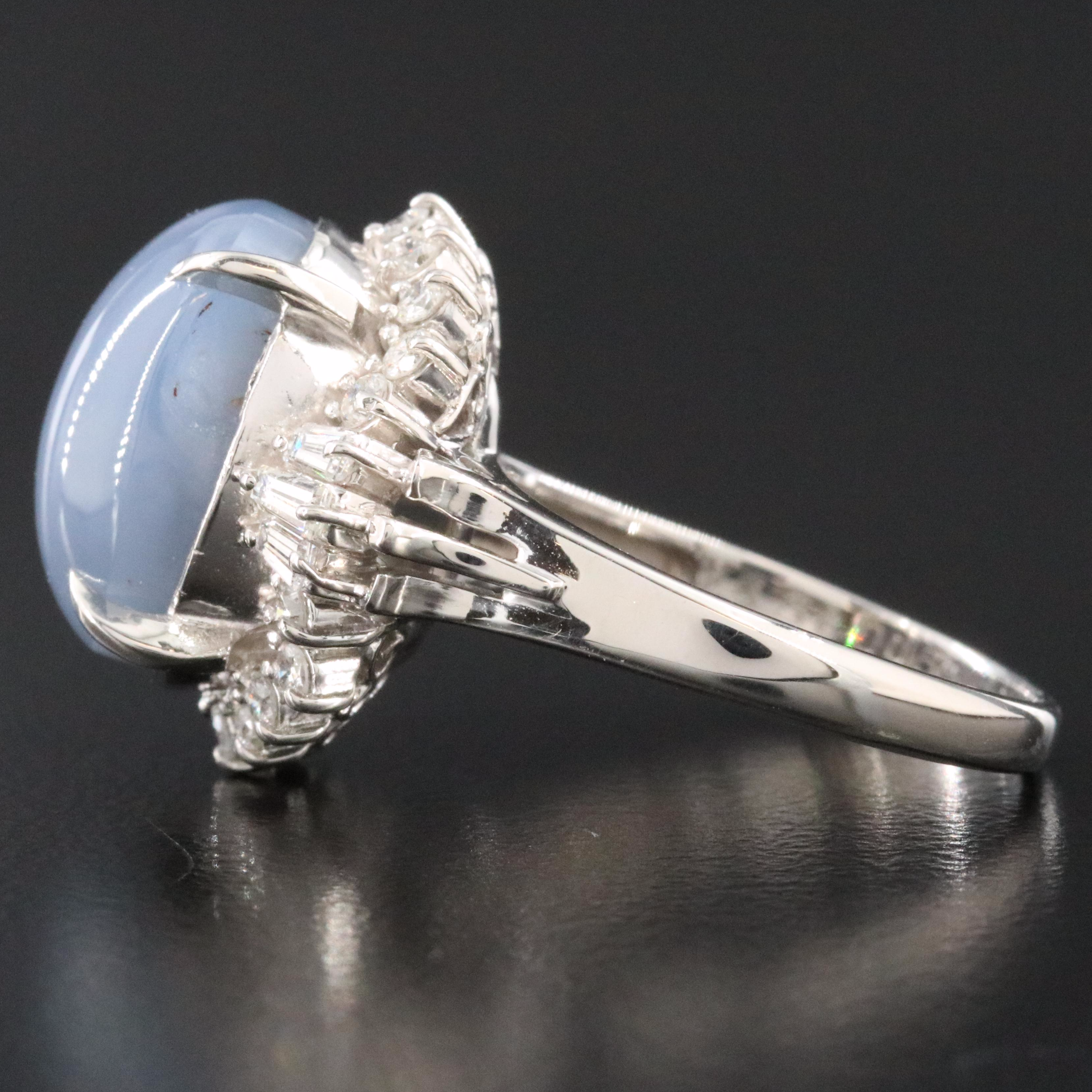 Platinum 16.38 CT No Heat Ceylon Star Sapphire and 0.60 CTW Diamond Ring w/ GIA