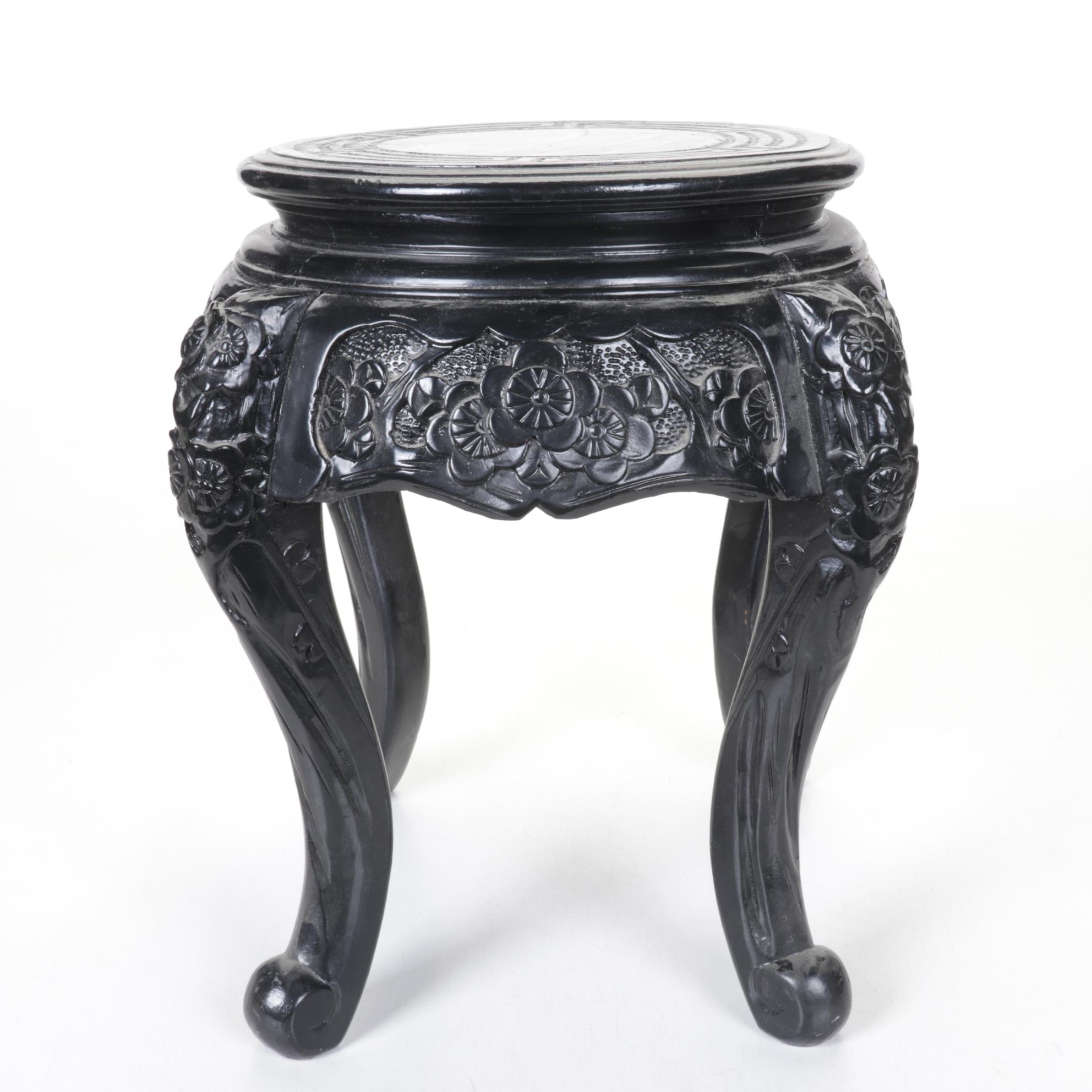Chinese Carved Wood Plant Stand, Late 20th Century