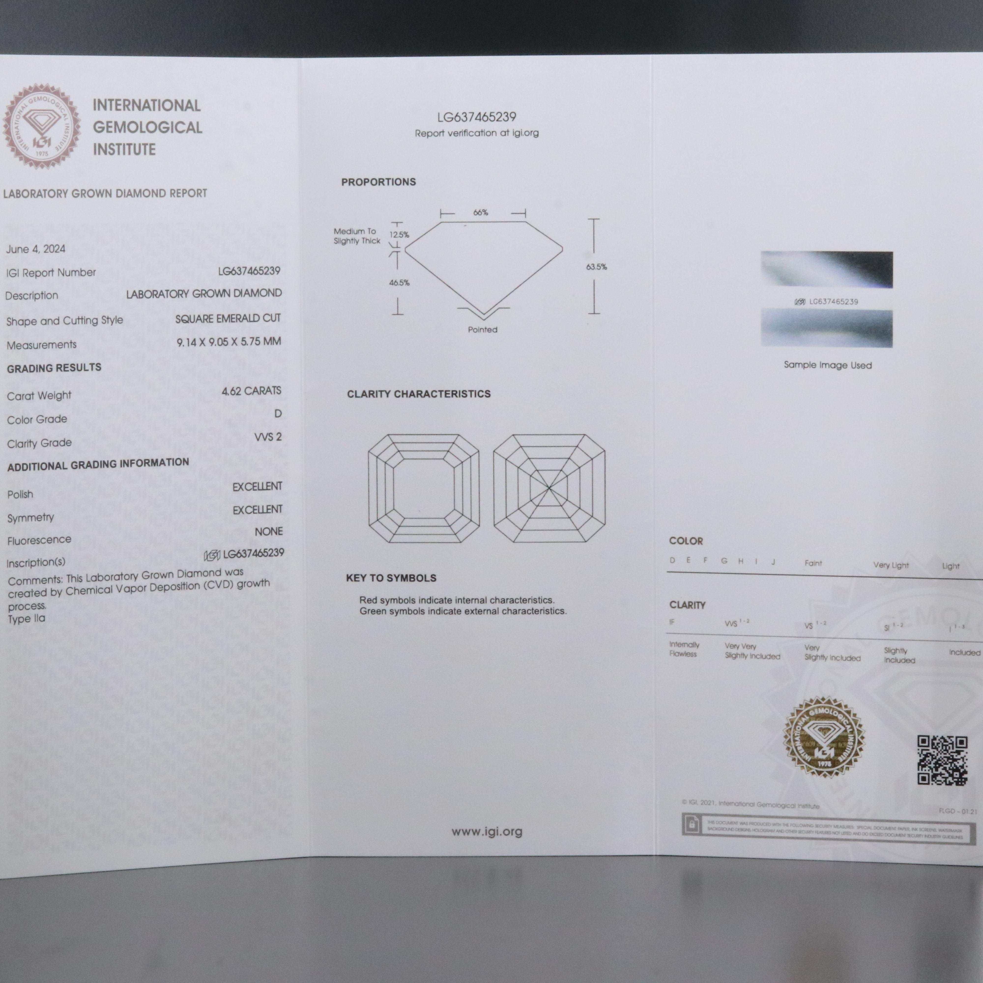 14K 4.98 CTW Lab Grown Diamond Ring with IGI Report