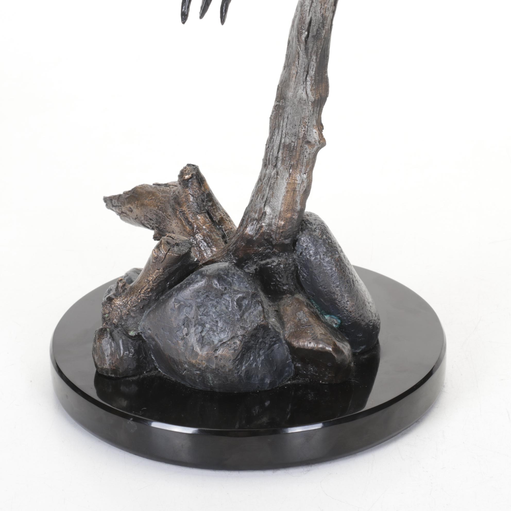 Signed Soaring Eagle Bronze Statue, 2000