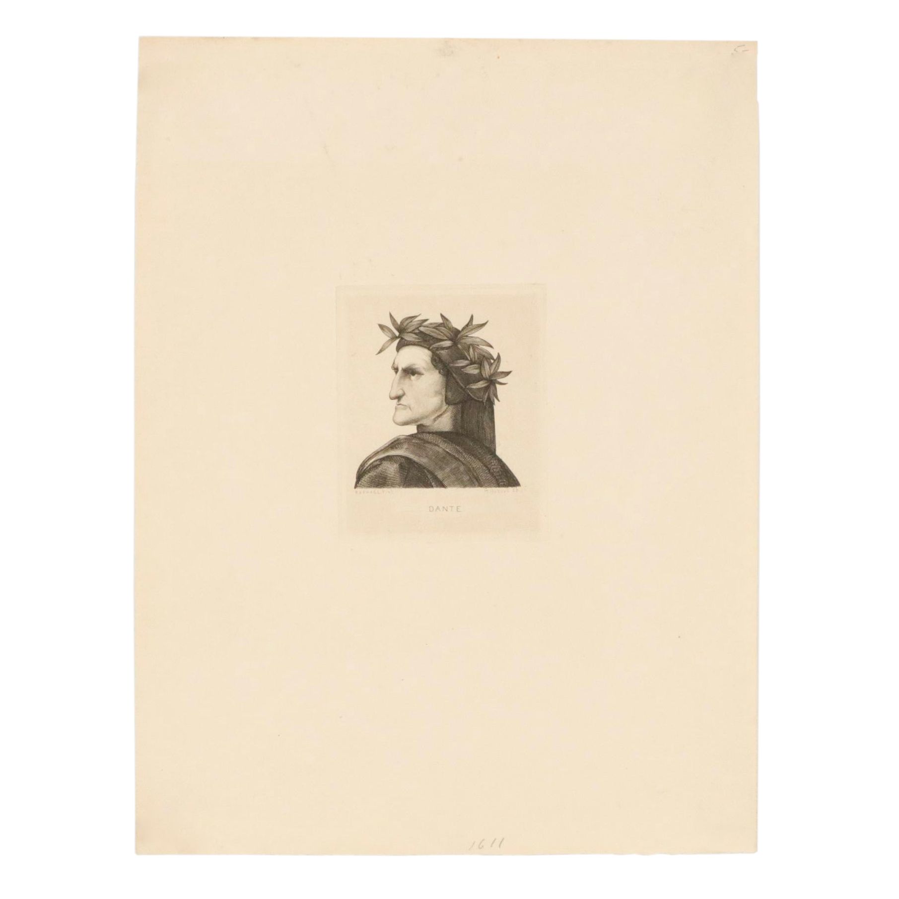 Pair of Intaglio Prints Including "Dante" After Raphael, 19th Century