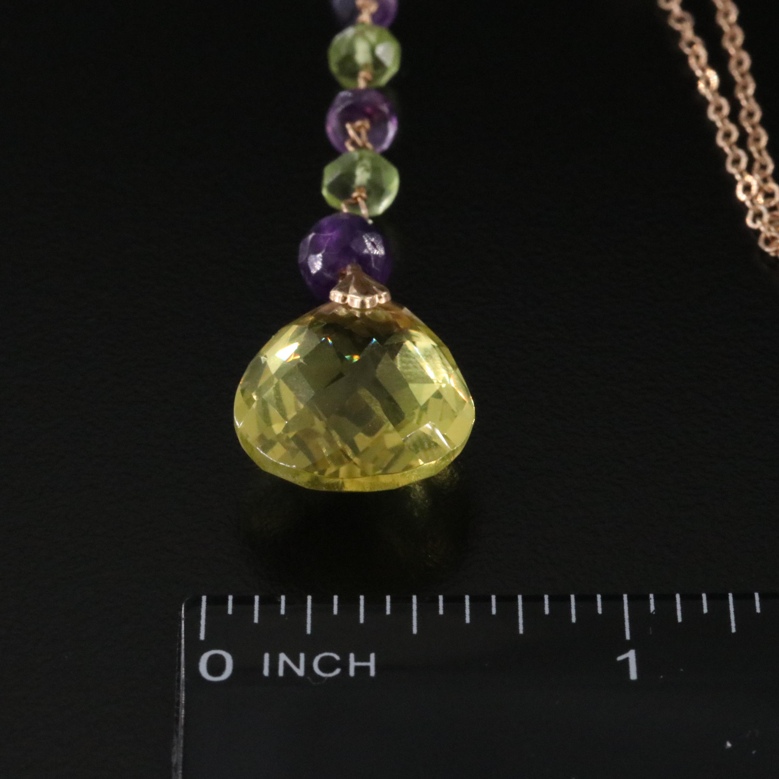 14K Peridot and Amethyst Necklace