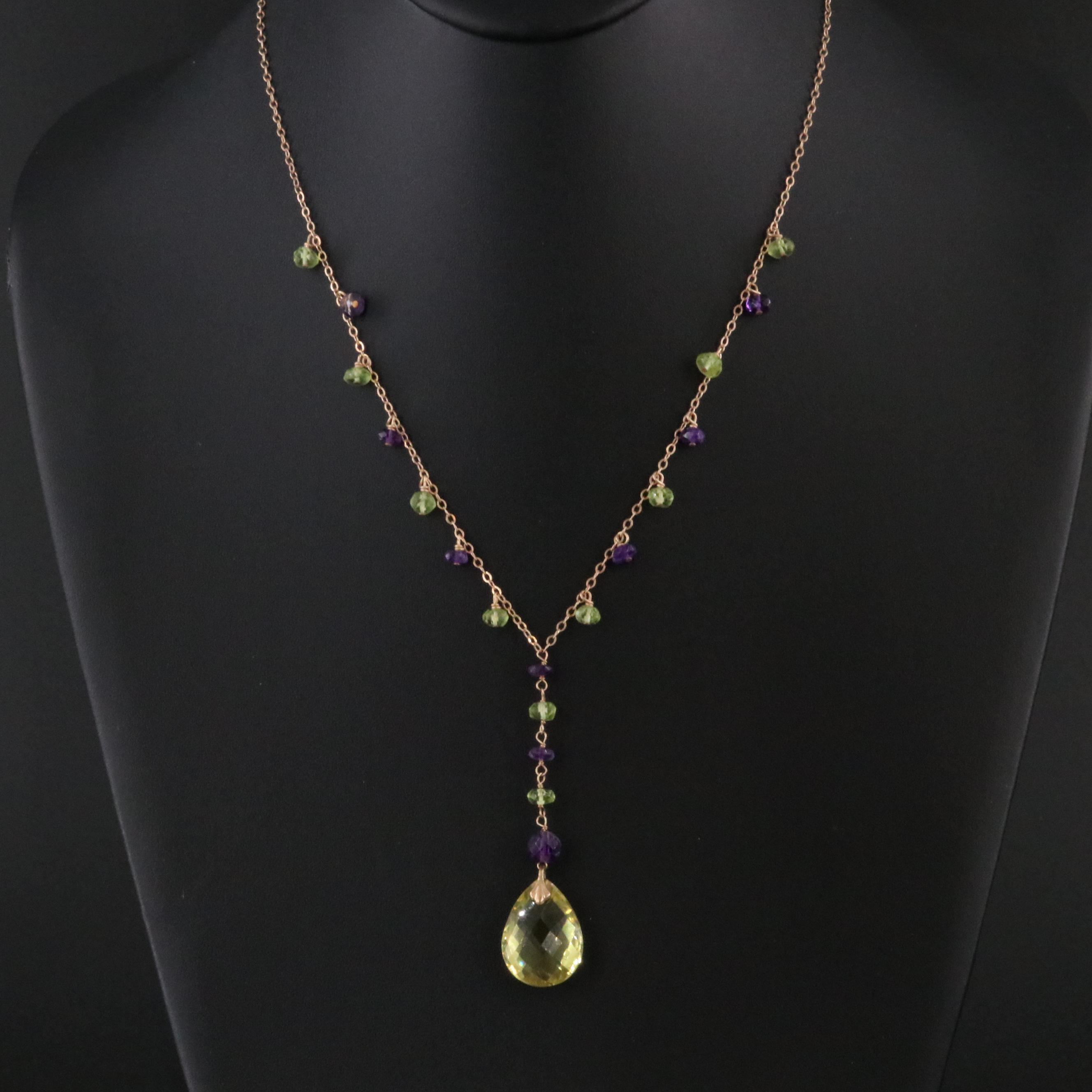 14K Peridot and Amethyst Necklace