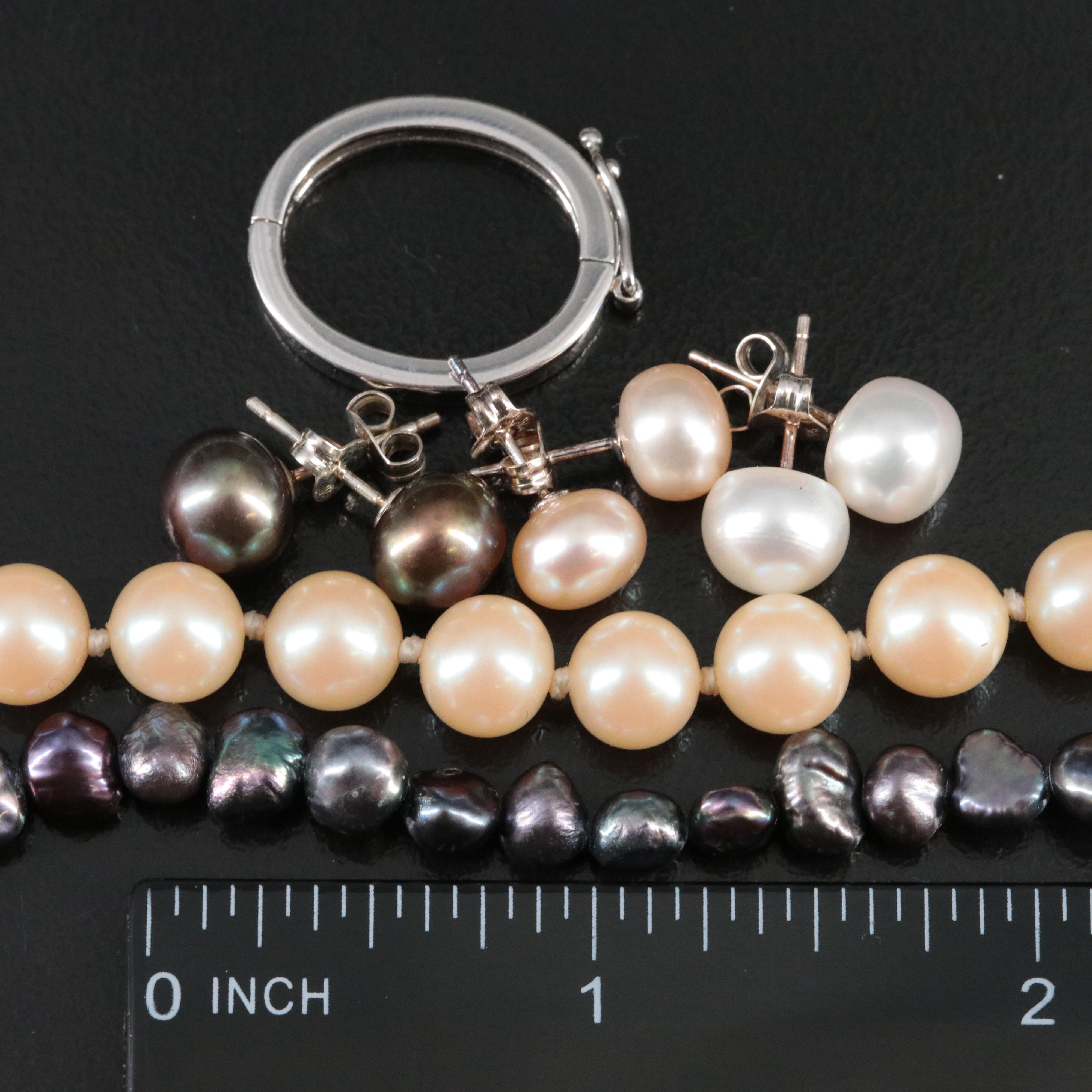 Collection of Pearl Necklaces and Earrings Featuring Honora Pearls