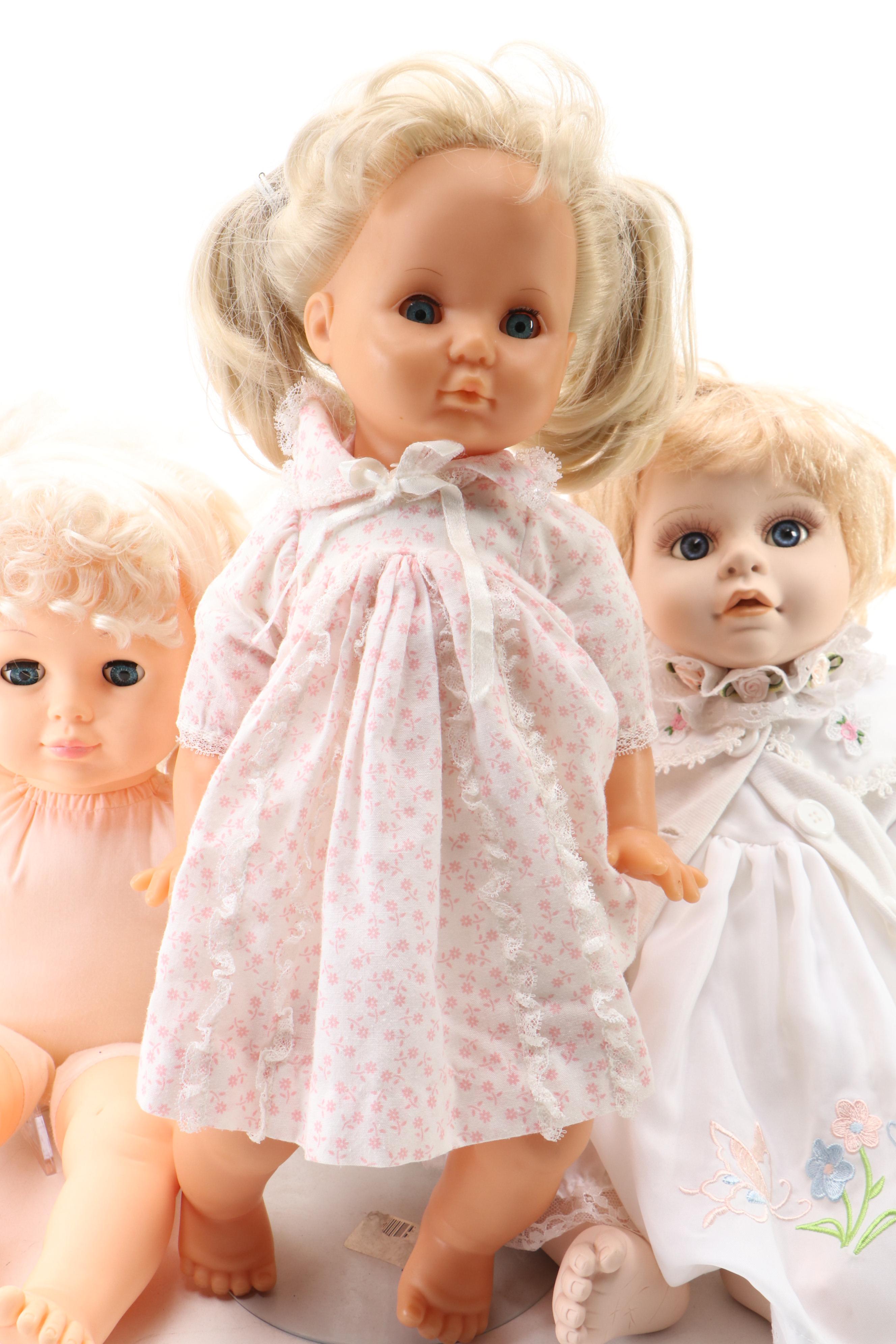 Rich by Nina Porcelain Doll with Balica Dolls and Other Baby Dolls, 1999