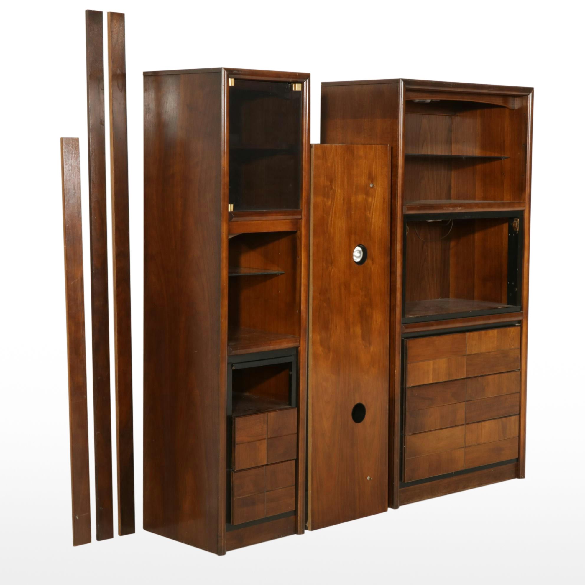 Bassett Mid Century Modern Walnut Wall Shelf Unit
