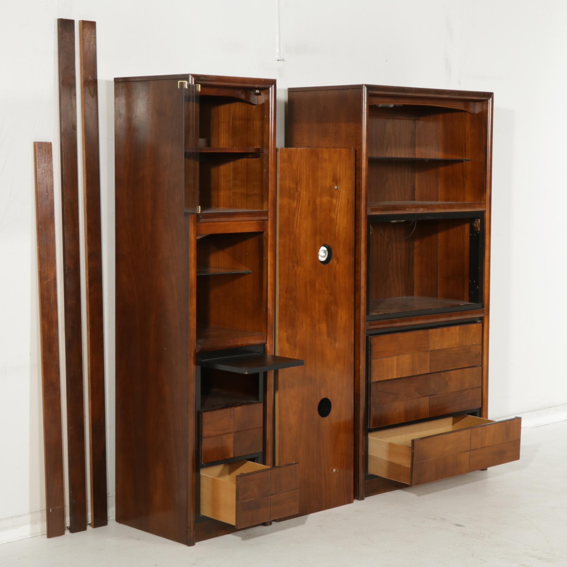 Bassett Mid Century Modern Walnut Wall Shelf Unit