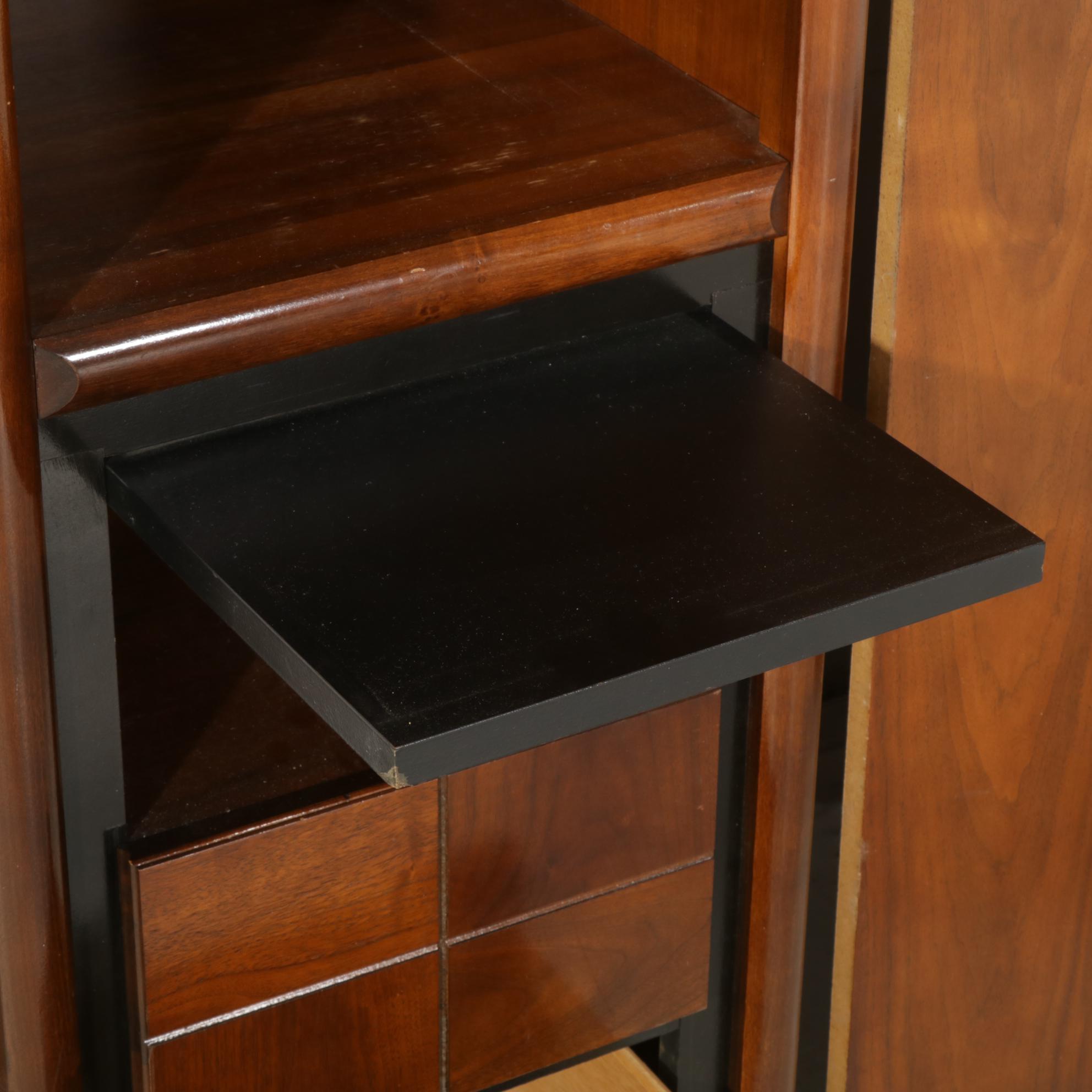 Bassett Mid Century Modern Walnut Wall Shelf Unit