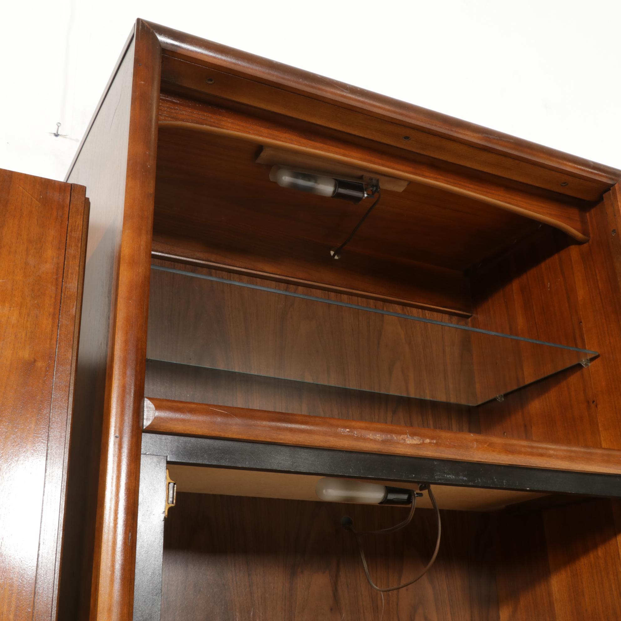Bassett Mid Century Modern Walnut Wall Shelf Unit