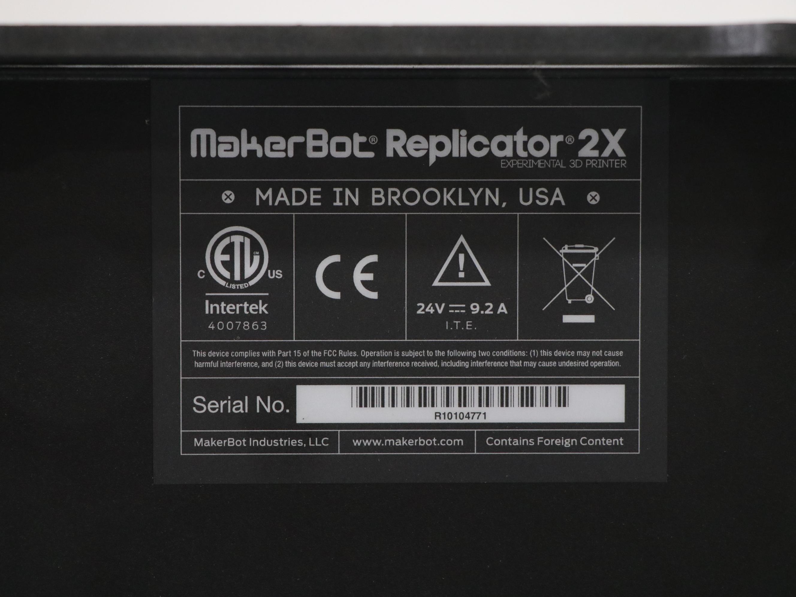 MakerBot Replicator 2X Dual Extruder 3D Printer