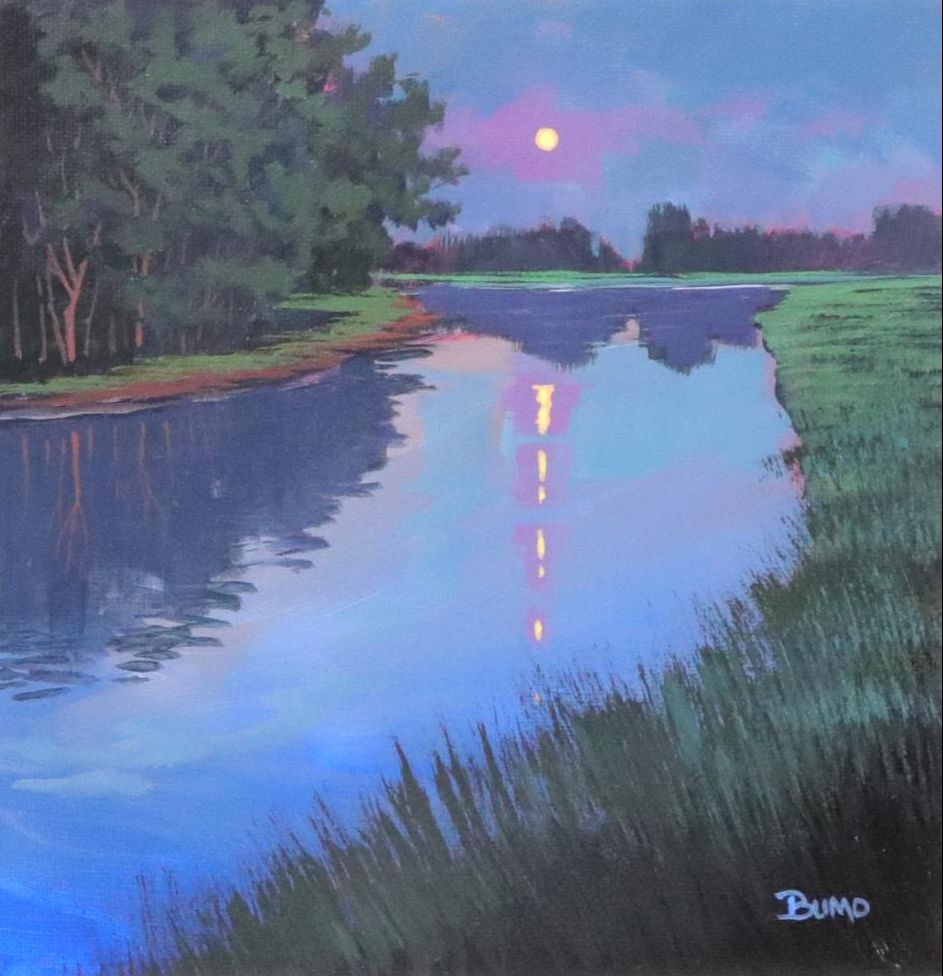 Douglas “Bumo” Johnpeer Nocturne Landscape Oil Painting, 2025