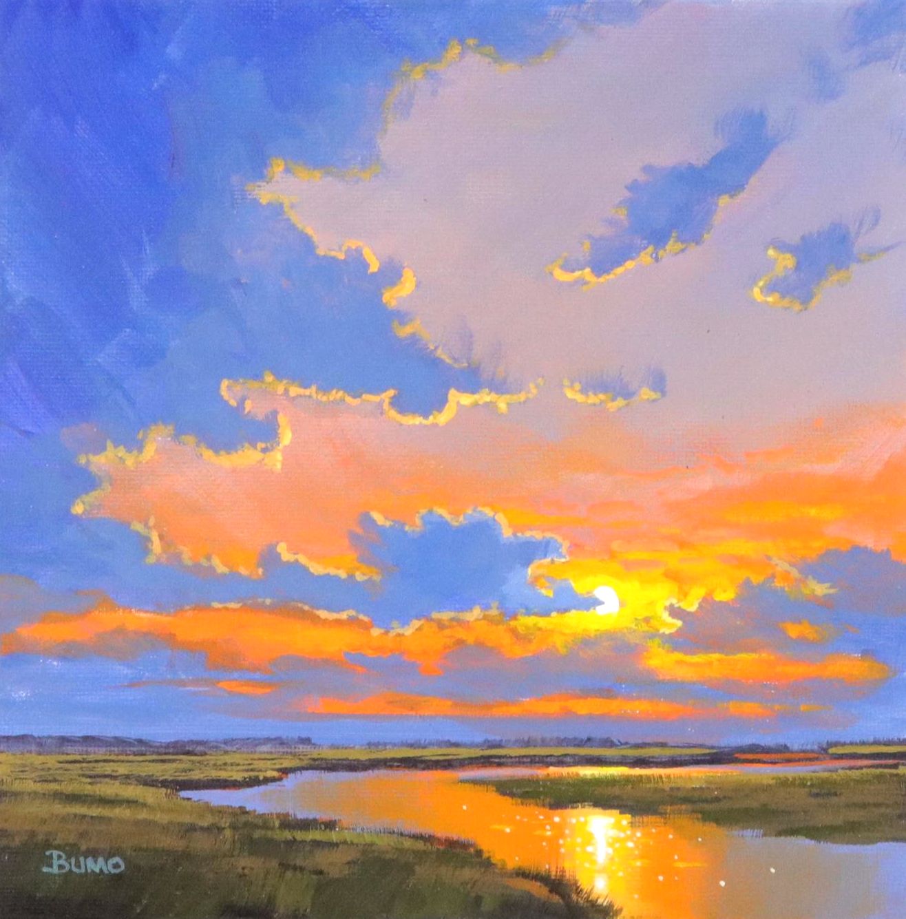 Douglas “Bumo” Johnpeer Sunset Landscape Oil Painting, 2025