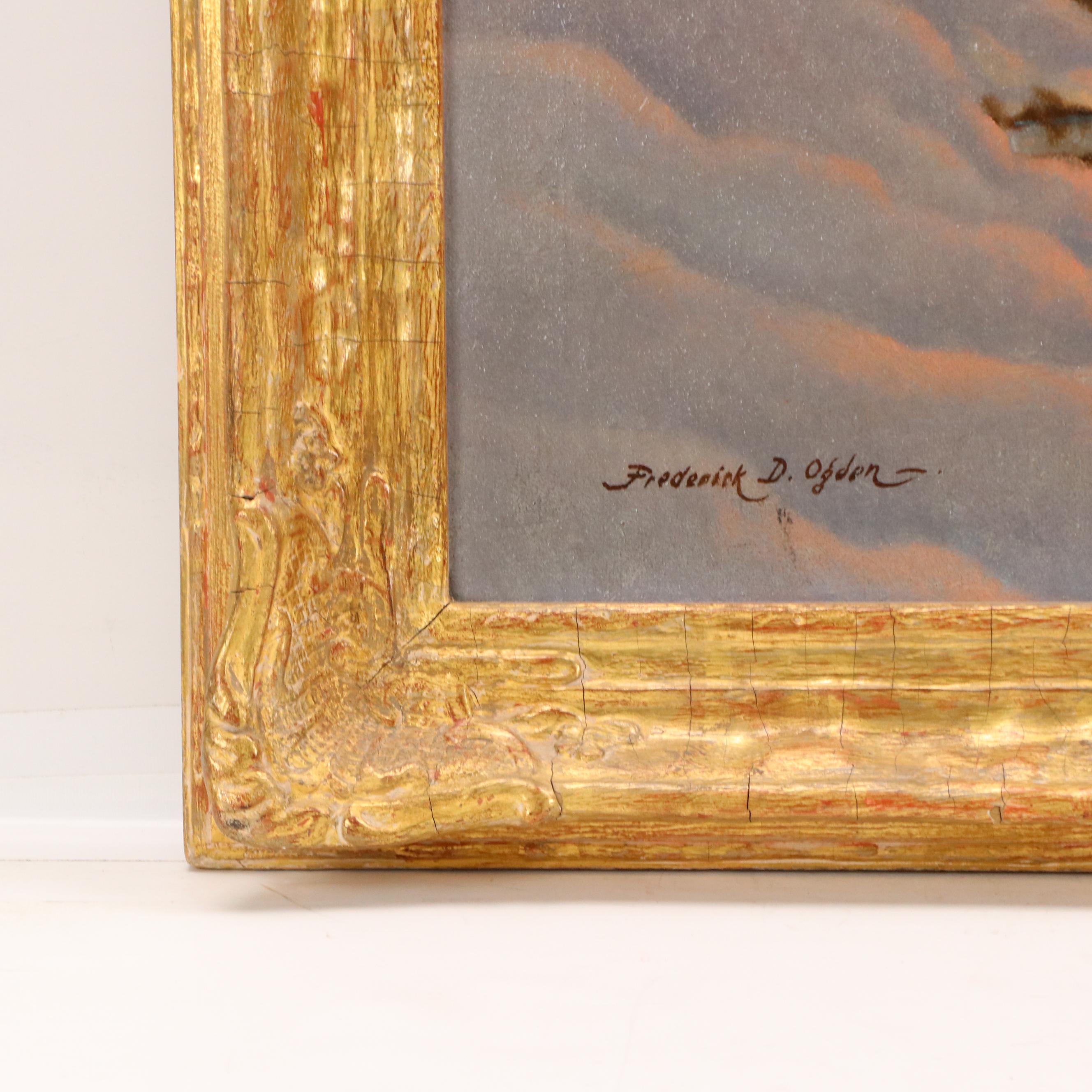 Frederick D. Ogden Oil Painting with Snowy Landscape, 20th Century