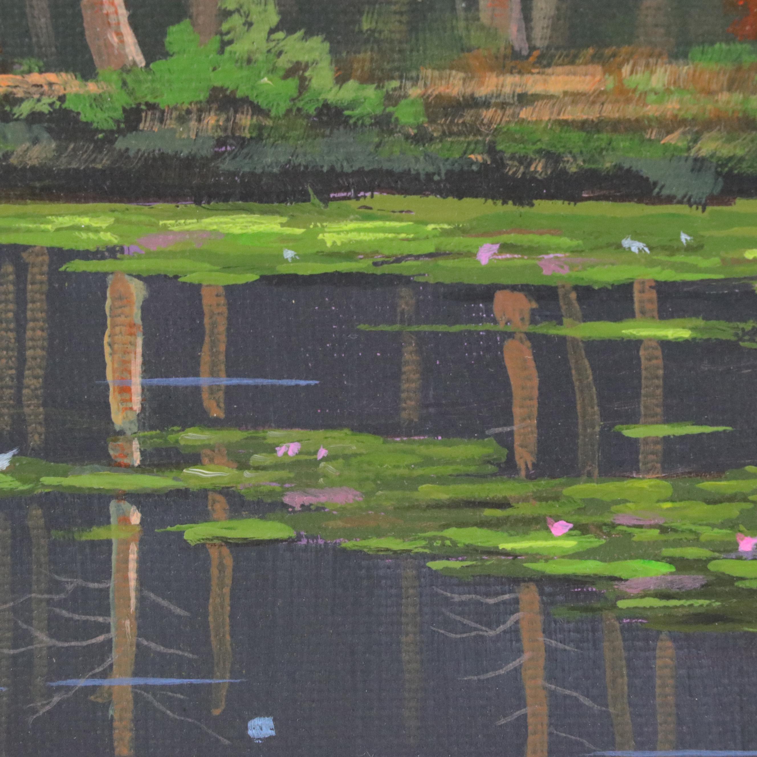 Douglas “Bumo” Johnpeer Pond Landscape Oil Painting, 2025