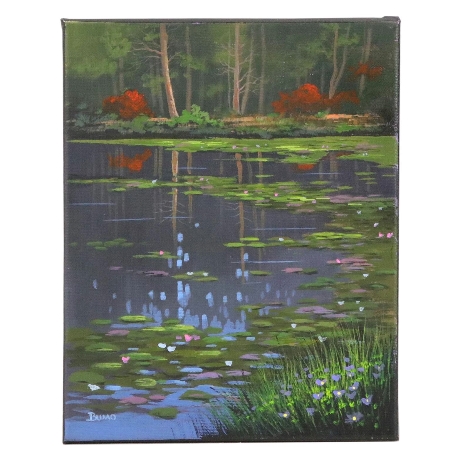 Douglas “Bumo” Johnpeer Pond Landscape Oil Painting, 2025
