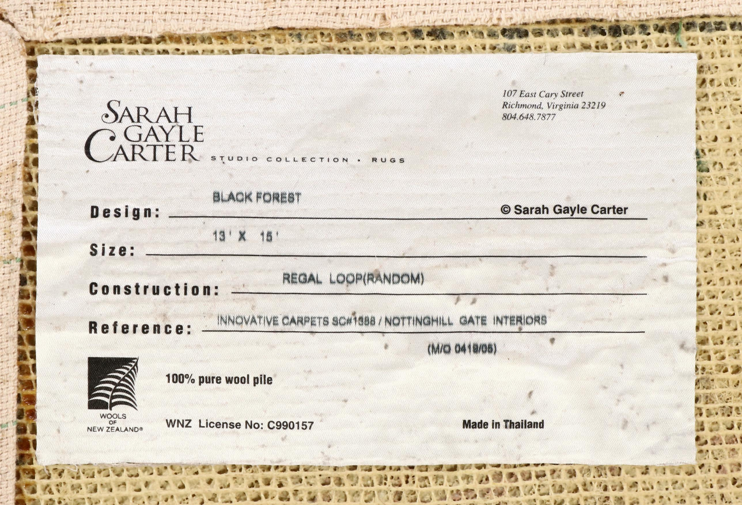 12'11 x 14'11 Hand-Hooked Sarah Gayle Carter "Black Forest" Room-Sized Rug