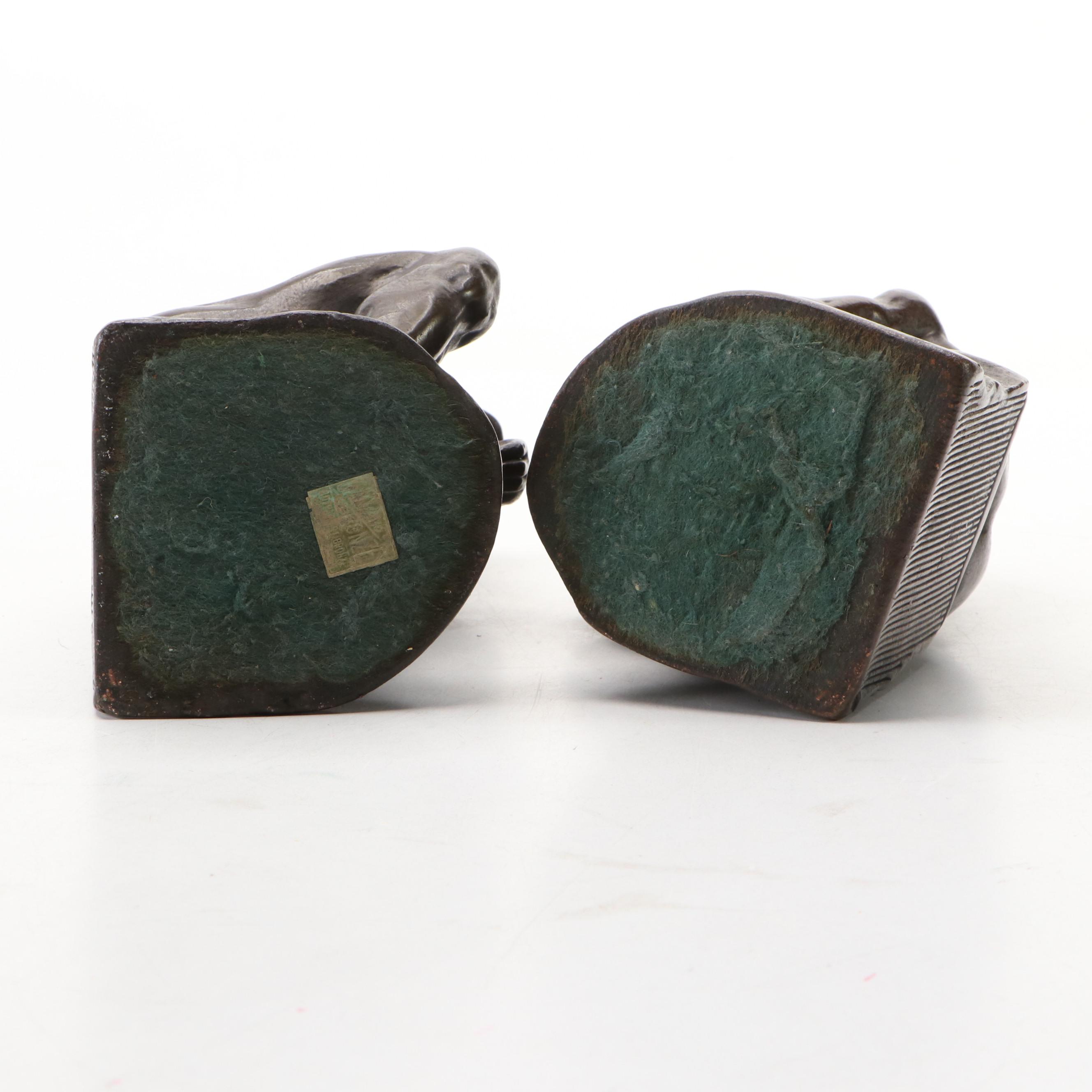 Bronze Finished Metal "The Thinker" Bookends, Early to Mid-20th Century