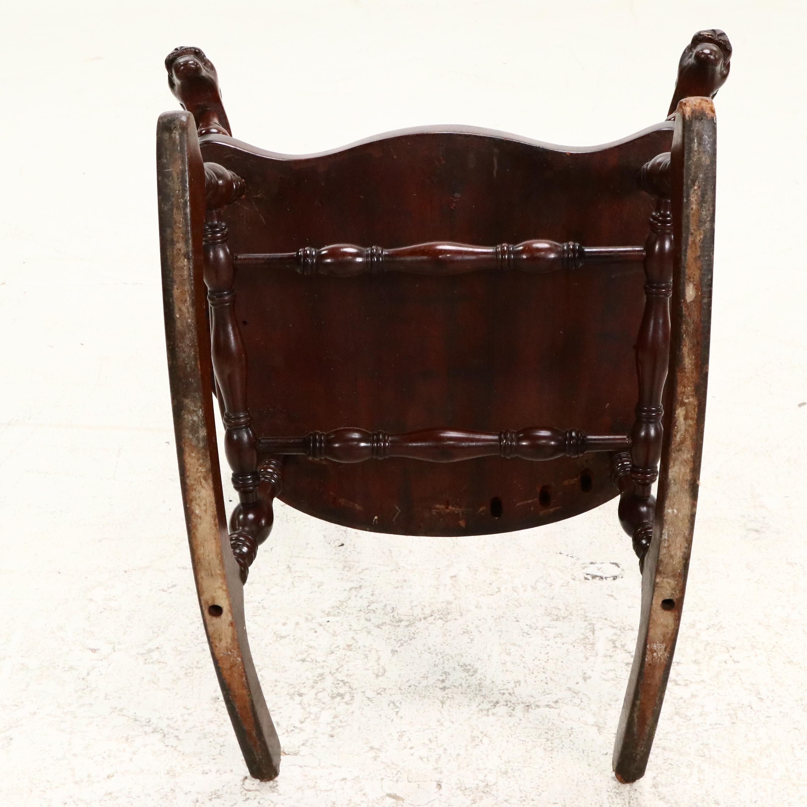 Gothic Style Carved Mahogany Rocking Chair, Manner of R. J. Horner