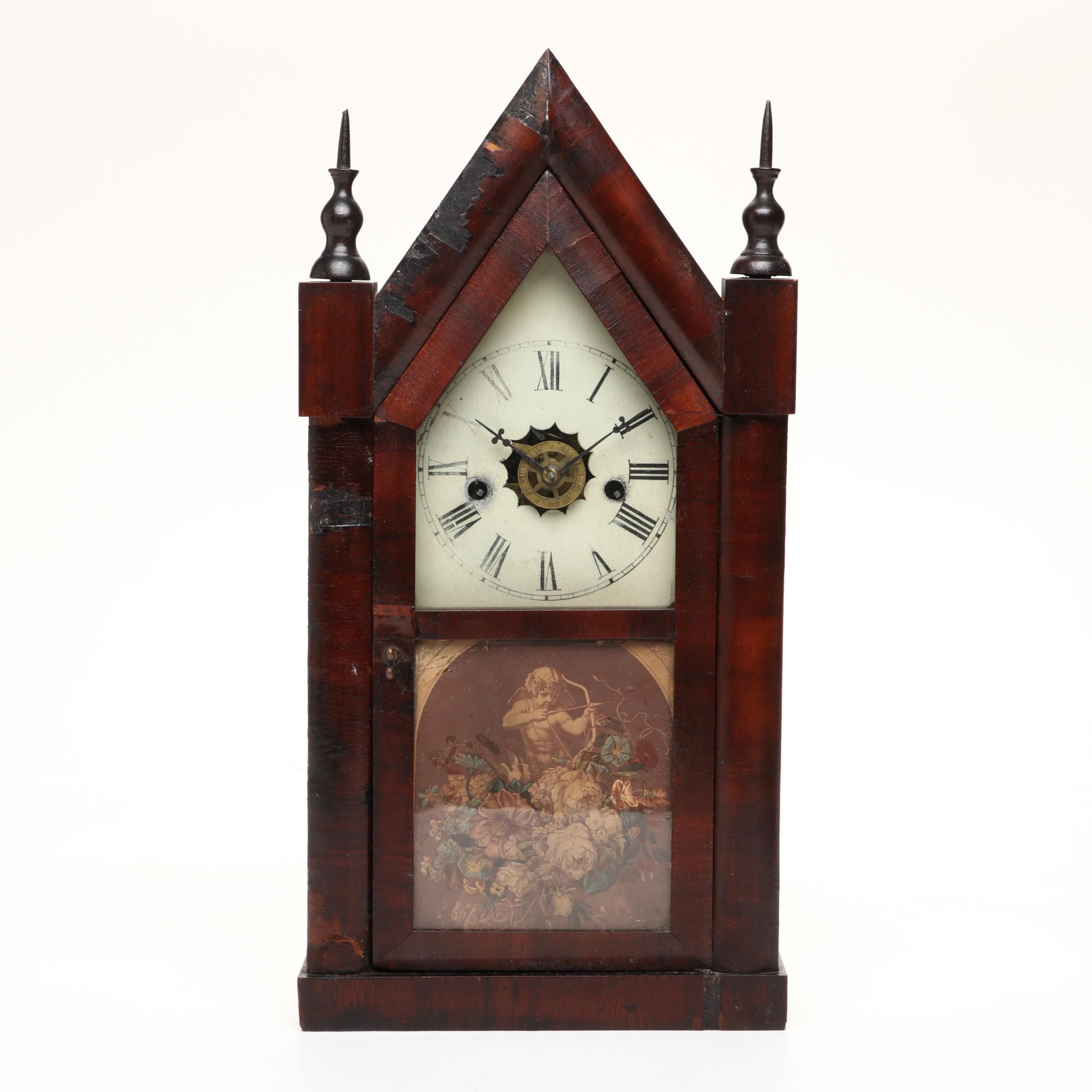 Wooden Waterbury Clock Company Hanging Wall Clock