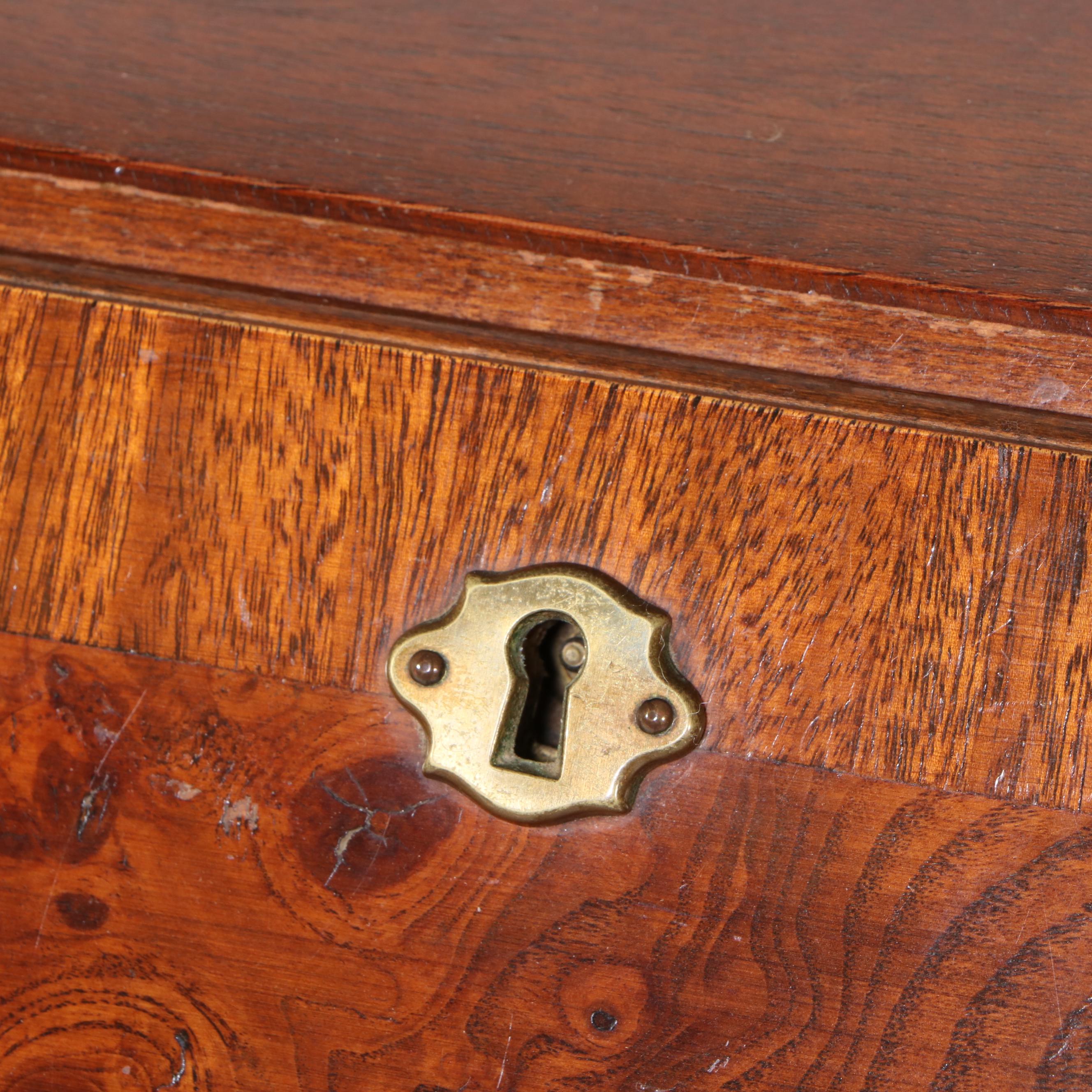 Maddox Colonial Federal Style Burl Wood and Mahogany Secretary Desk, 20th C.