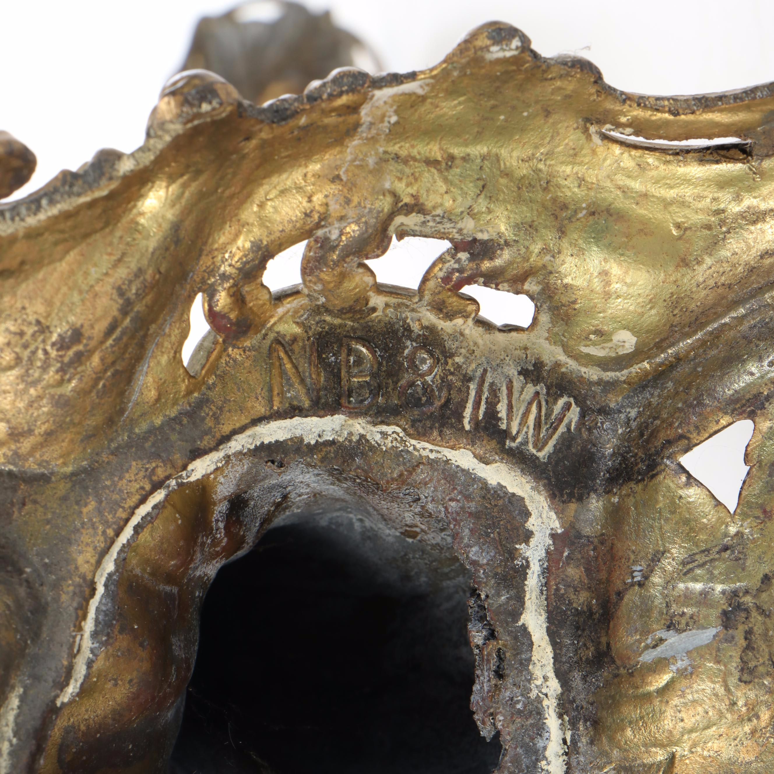 Brass and Other Metal Six-Arm Candelabra with Figural Motif