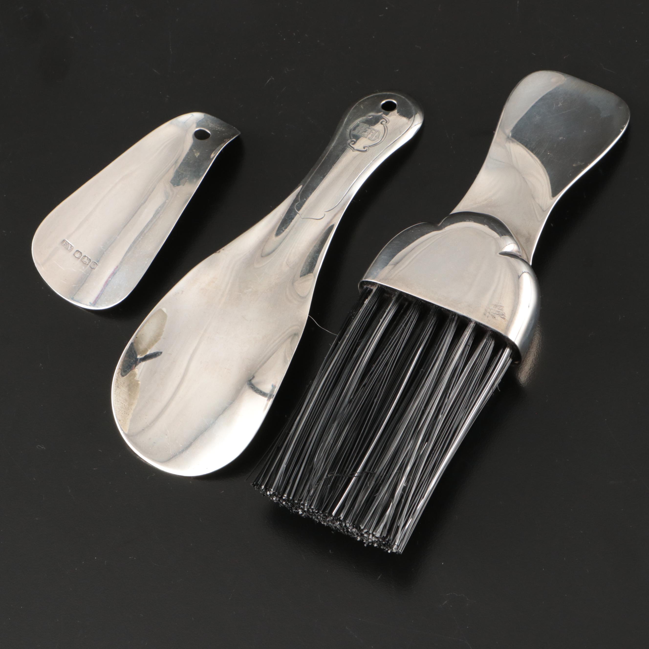 Gorham Sterling Silver Men's Shoe Horn and Brush with Other Sterling Shoe Horns