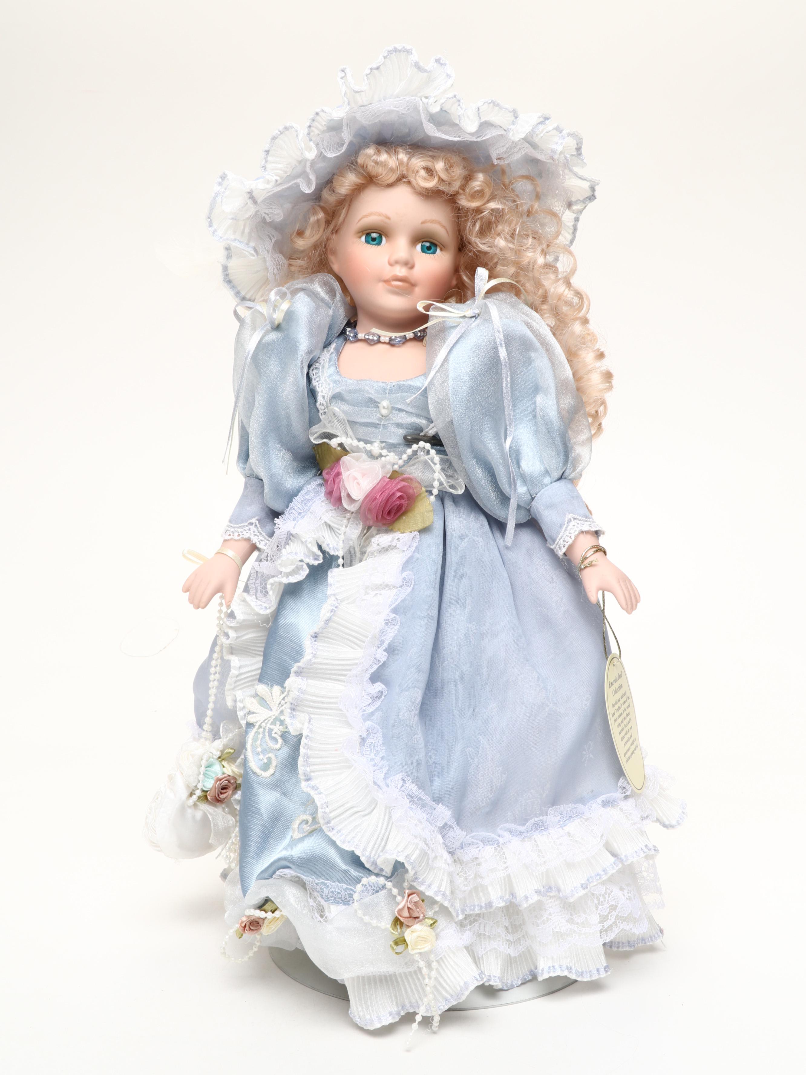 Pair of Emerald Doll Collection Porcelain Dolls, 2004