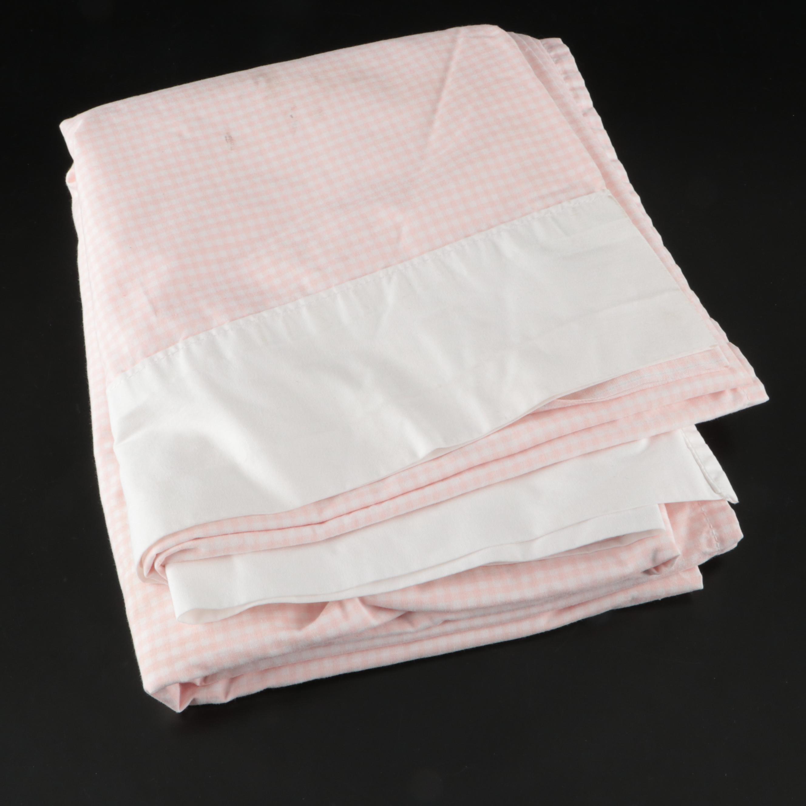 Westpoint Stevens Cotton Blend Pink Gingham Flat Sheet