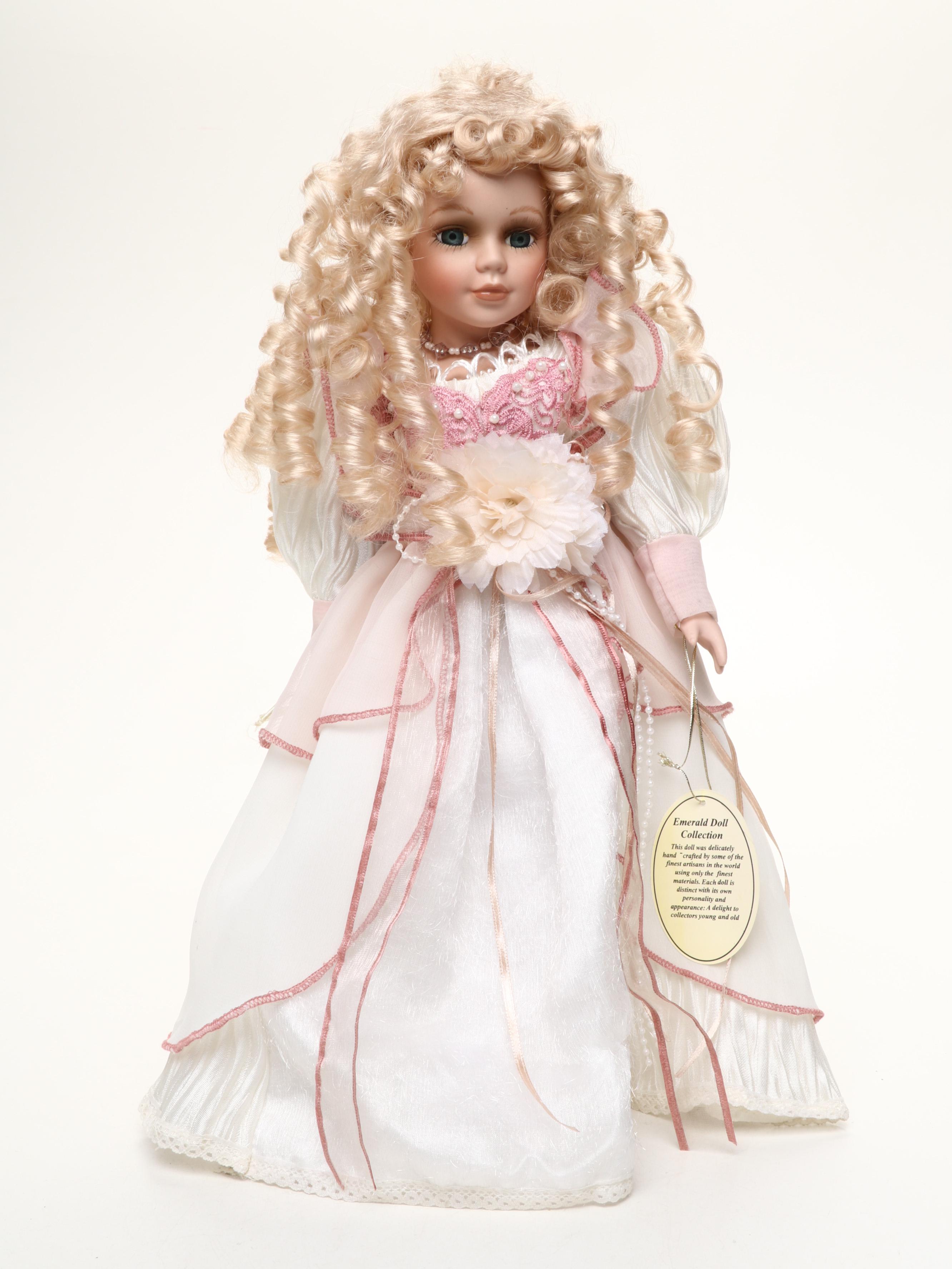 Pair of Emerald Doll Collection Porcelain Dolls, 2004