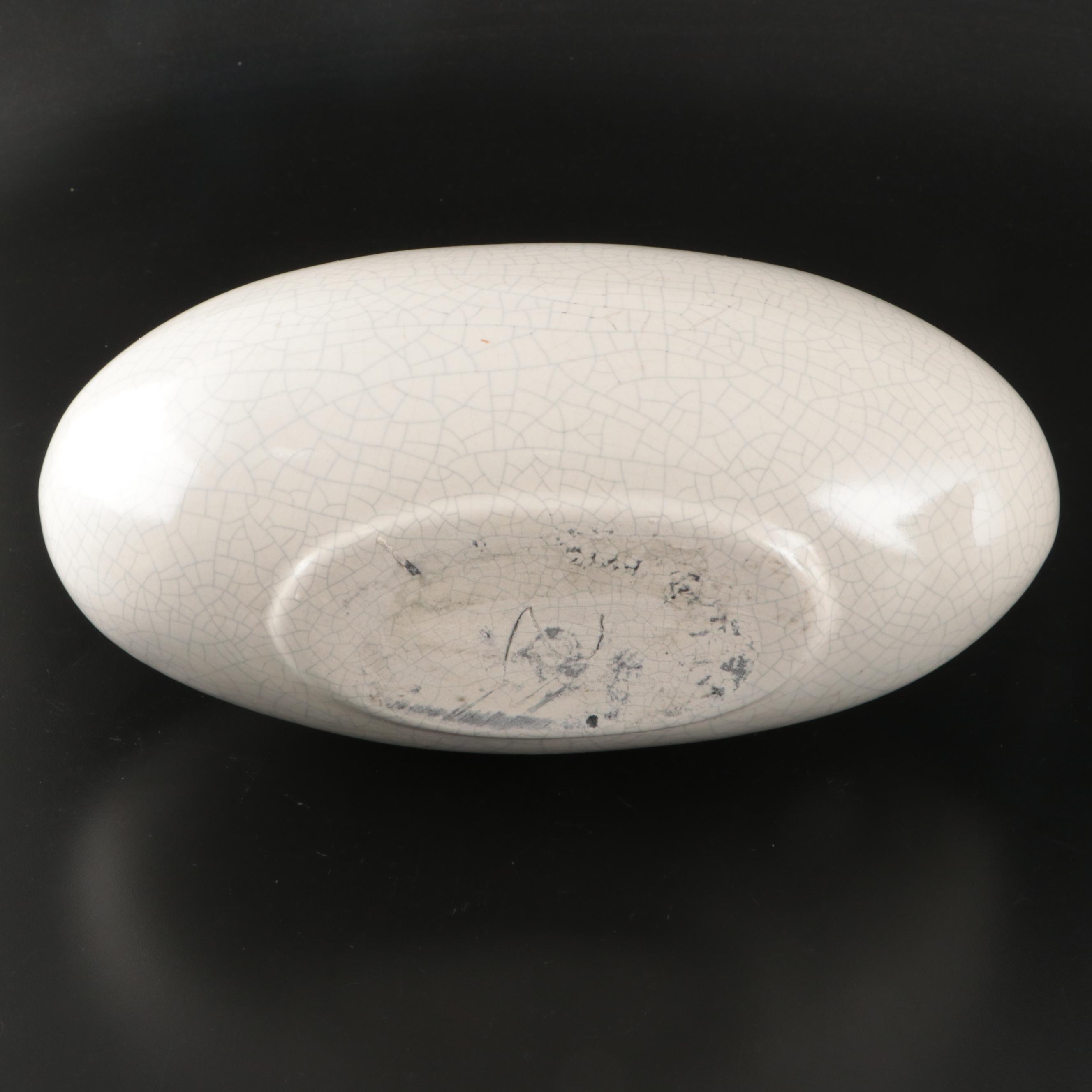 Red Wing Ceramic Cornucopia, Luster Glaze Vase and Crackle Glass Vessel