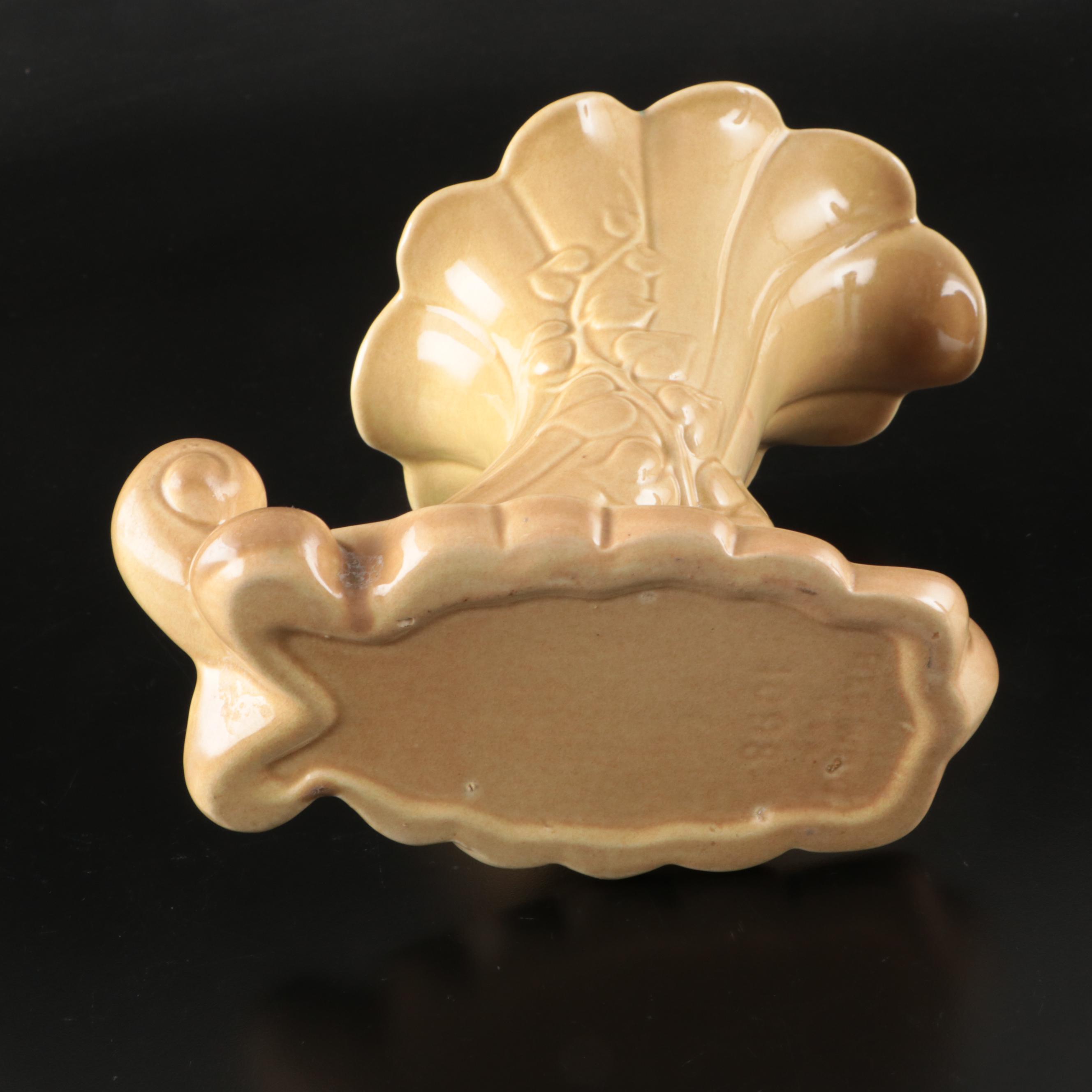 Red Wing Ceramic Cornucopia, Luster Glaze Vase and Crackle Glass Vessel