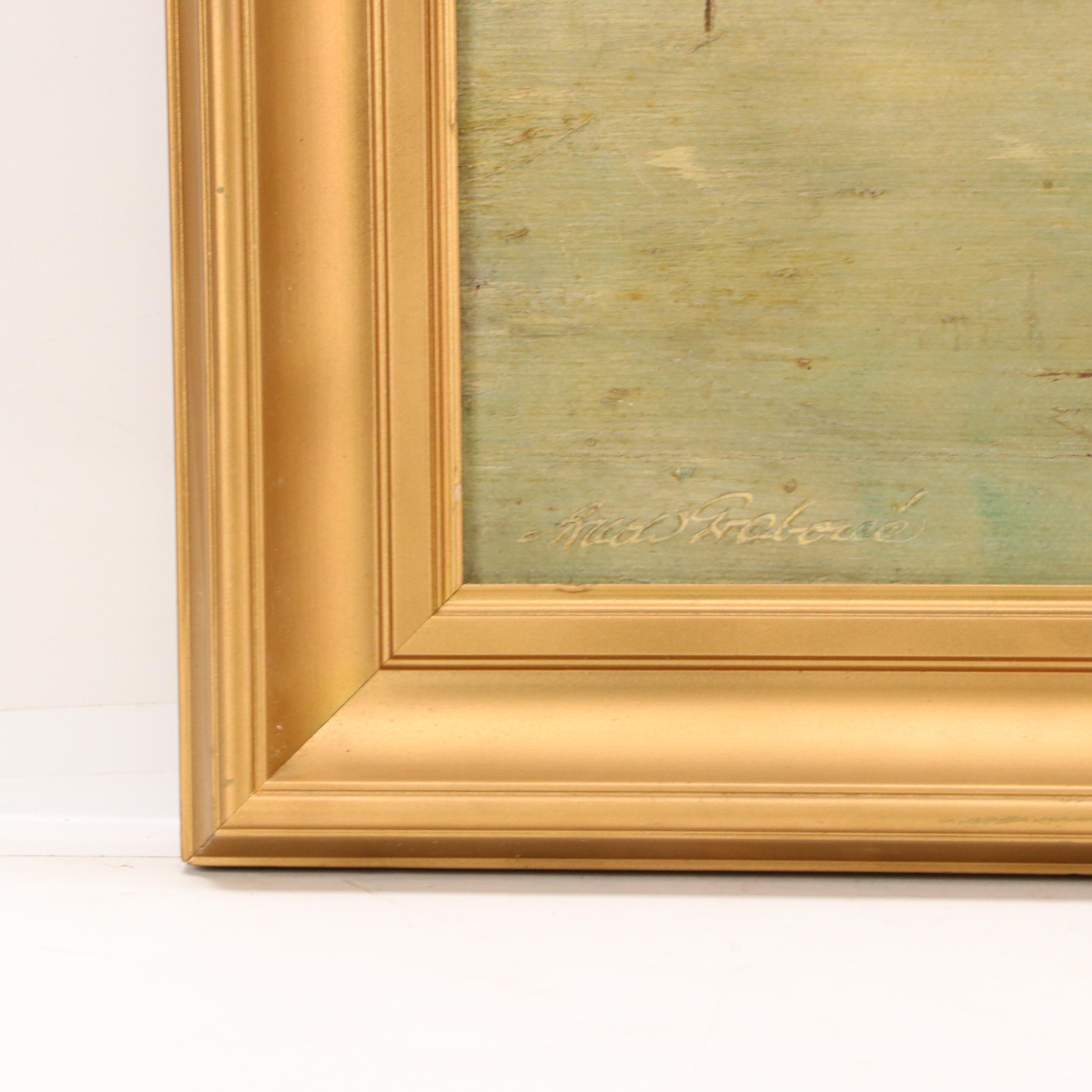 Georg Arnold-Graboné Oil Painting with Sailboat Reflections, 20th Century