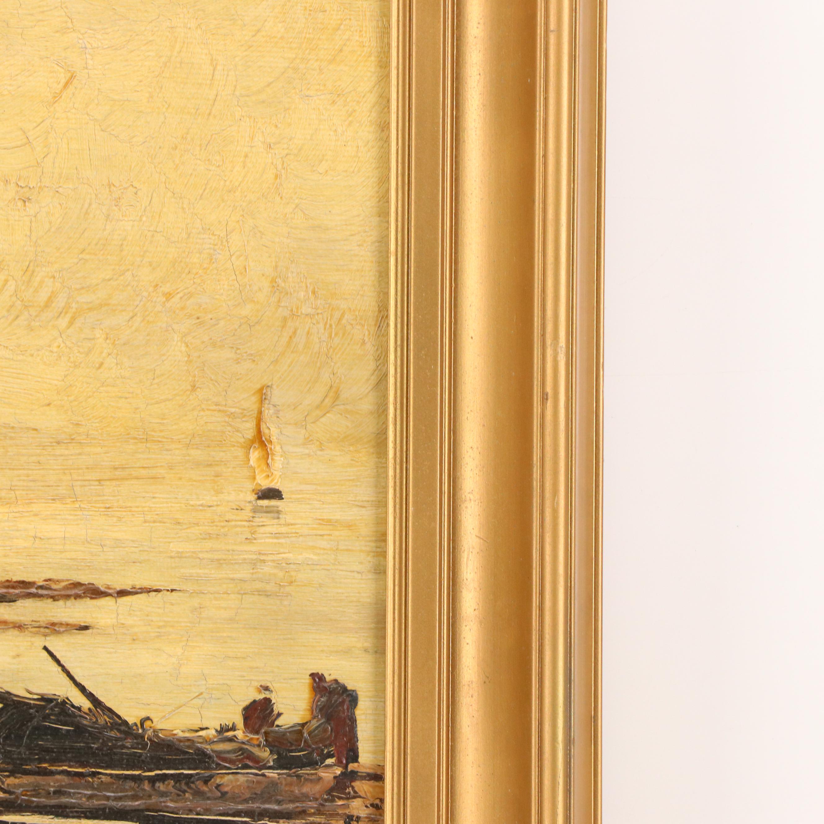 Georg Arnold-Graboné Oil Painting with Sailboat Reflections, 20th Century