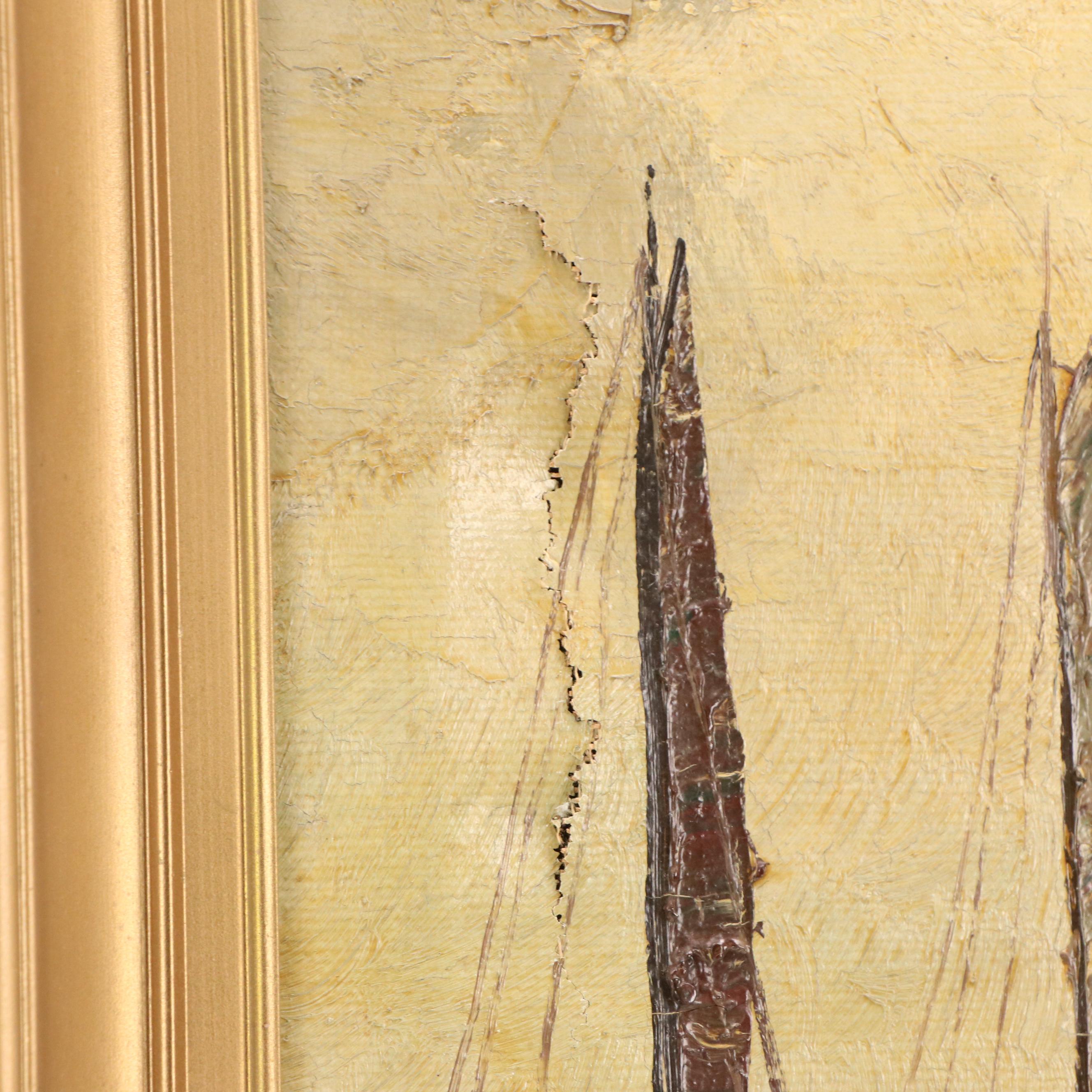 Georg Arnold-Graboné Oil Painting with Sailboat Reflections, 20th Century