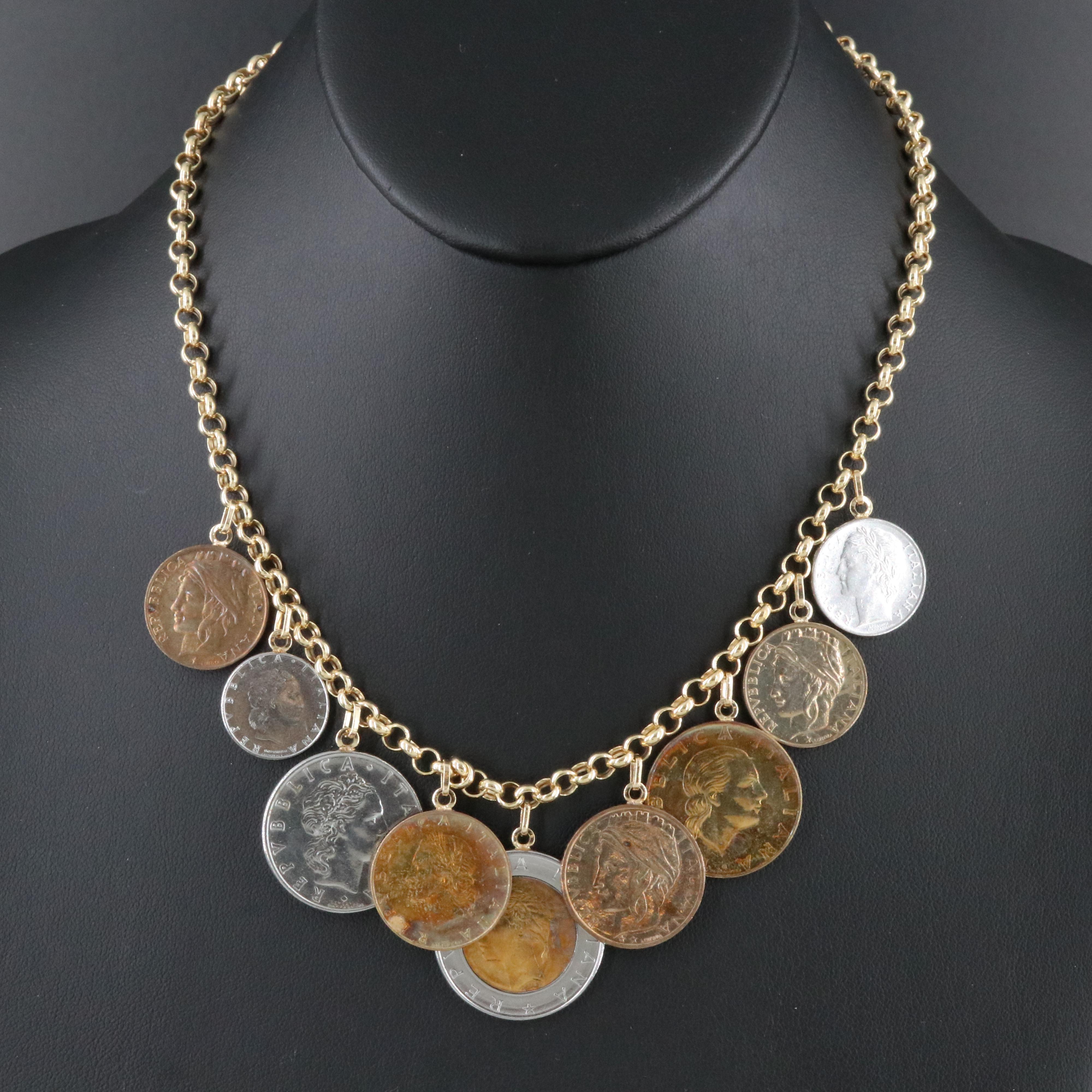 14K Italian Lire Coin Necklace