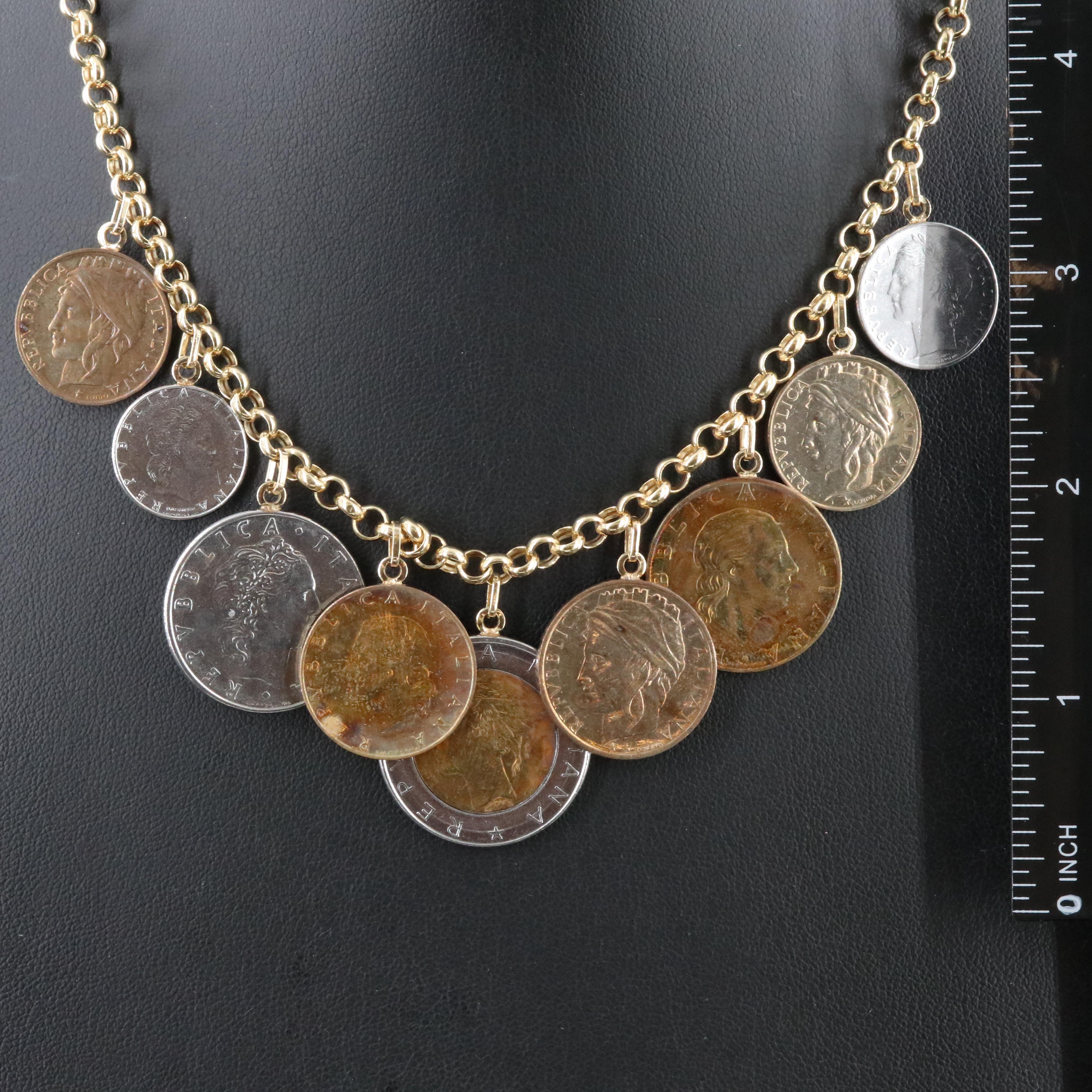 14K Italian Lire Coin Necklace