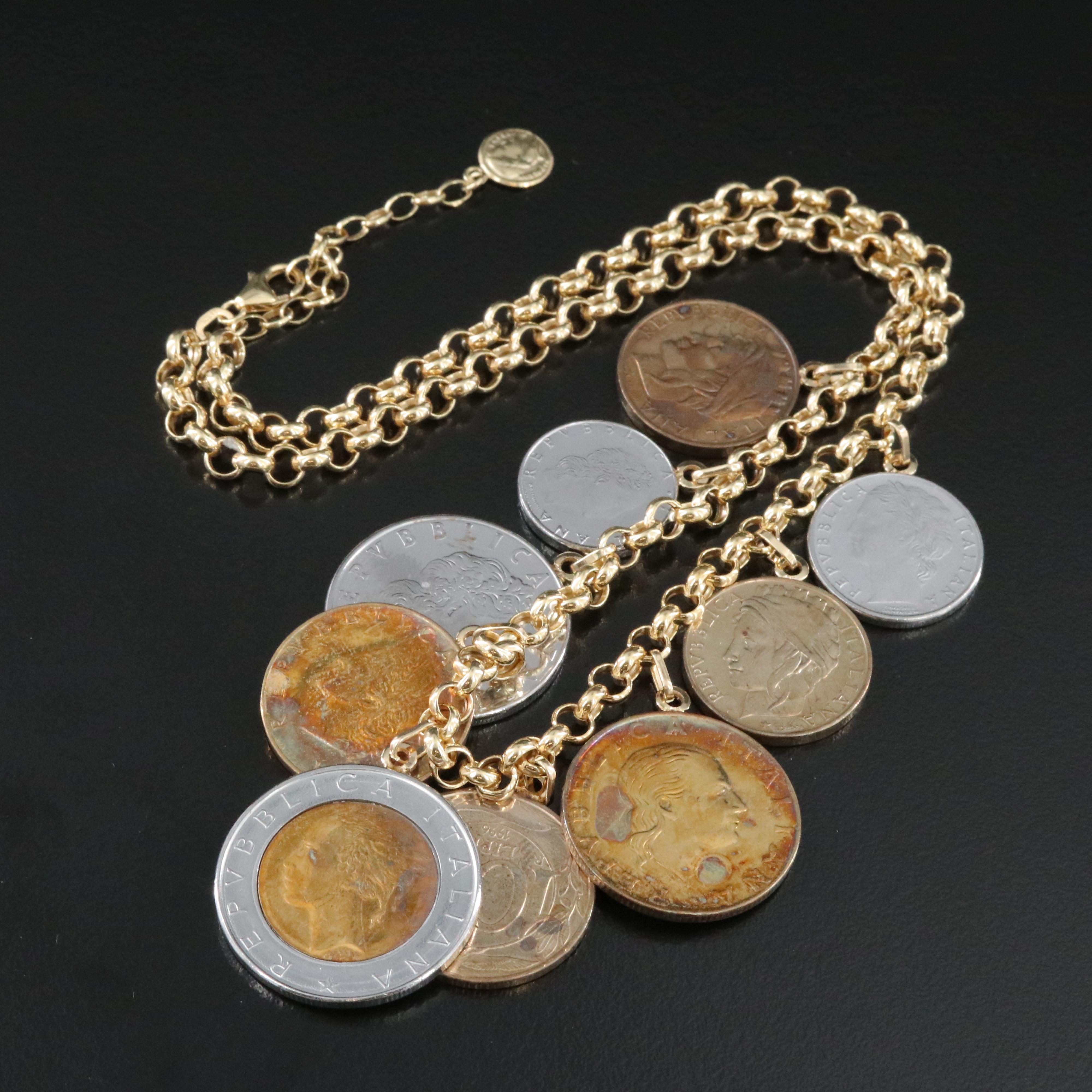14K Italian Lire Coin Necklace