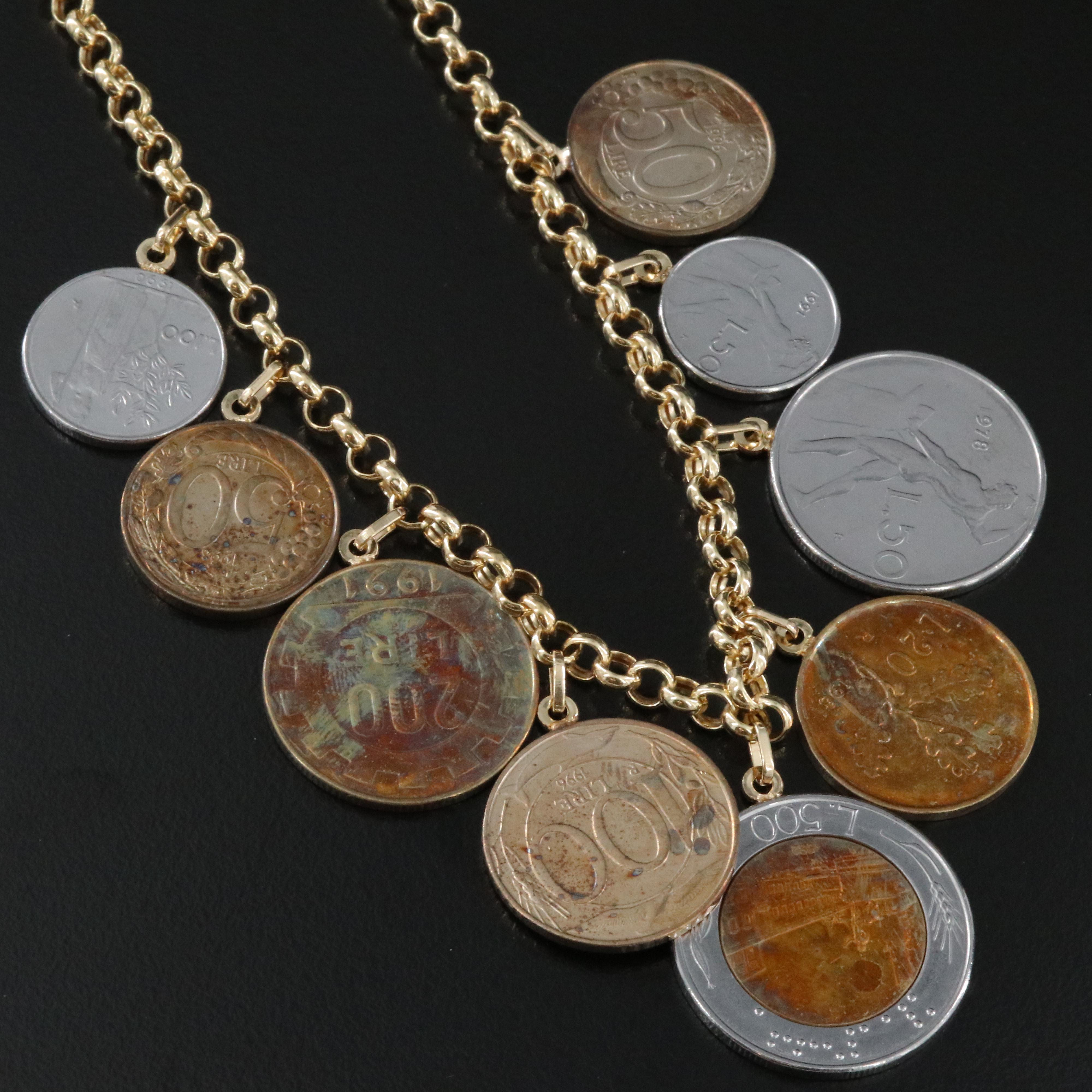 14K Italian Lire Coin Necklace