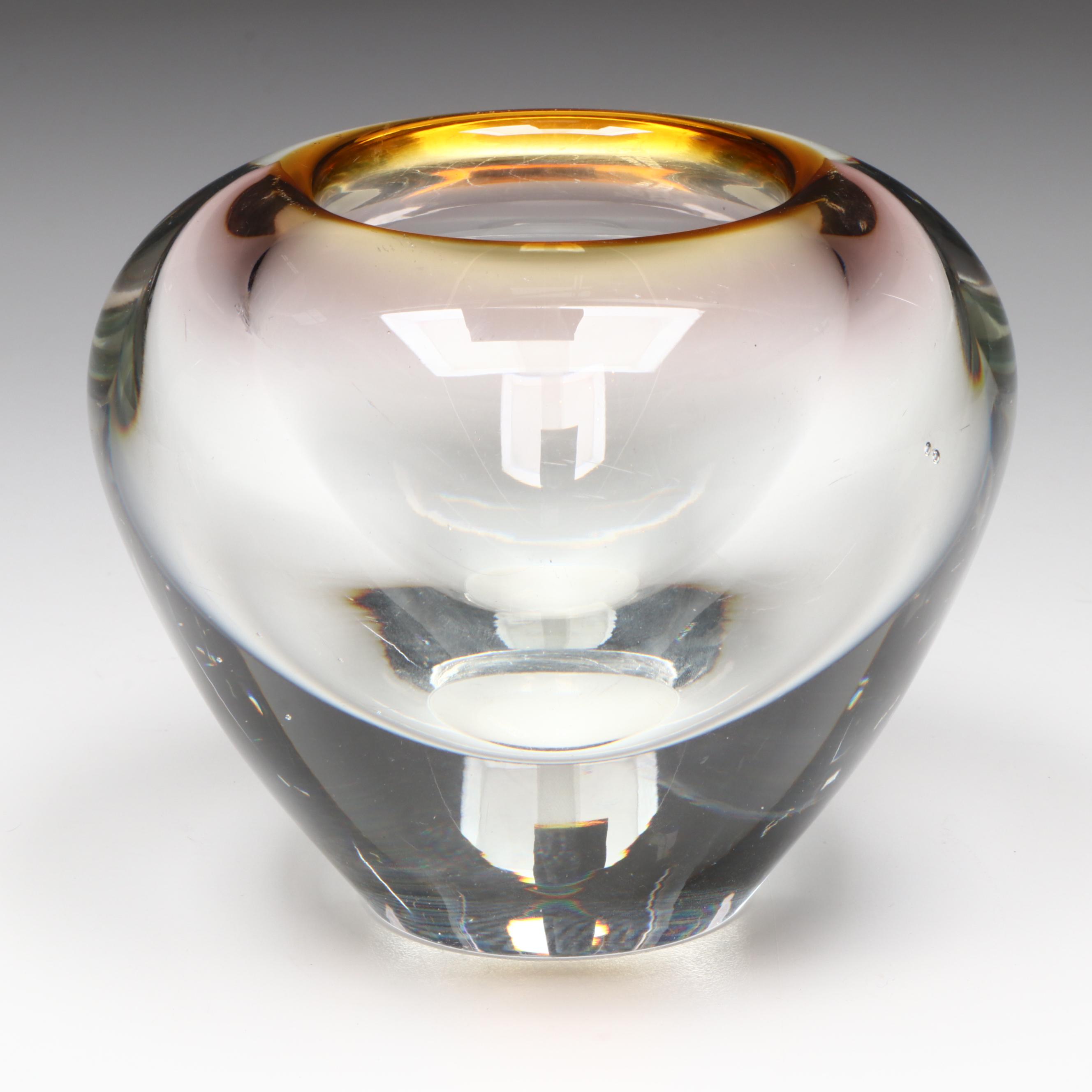 Waterford Crystal "Evolution" Red Amber Accented Vase, 2005–2016