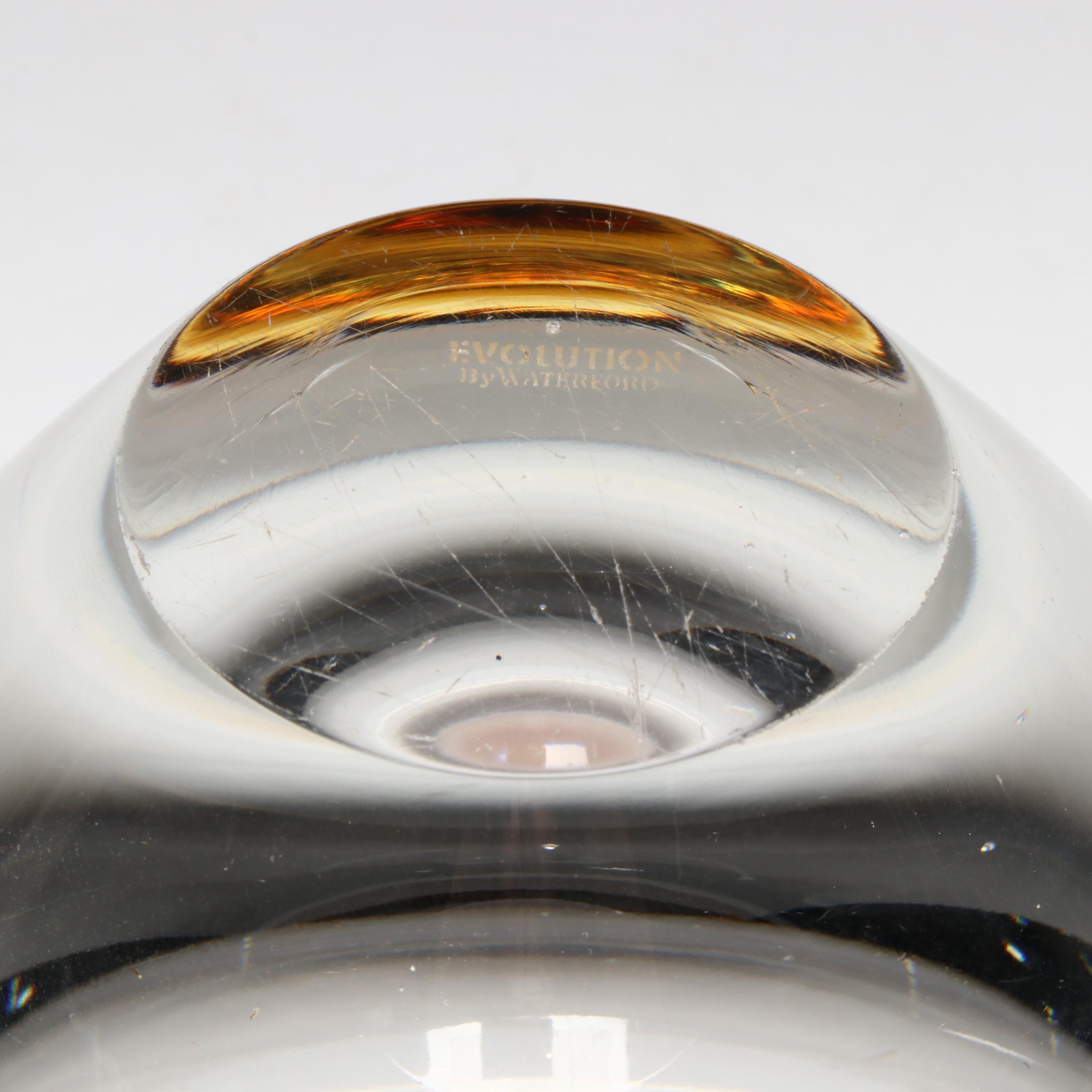 Waterford Crystal "Evolution" Red Amber Accented Vase, 2005–2016