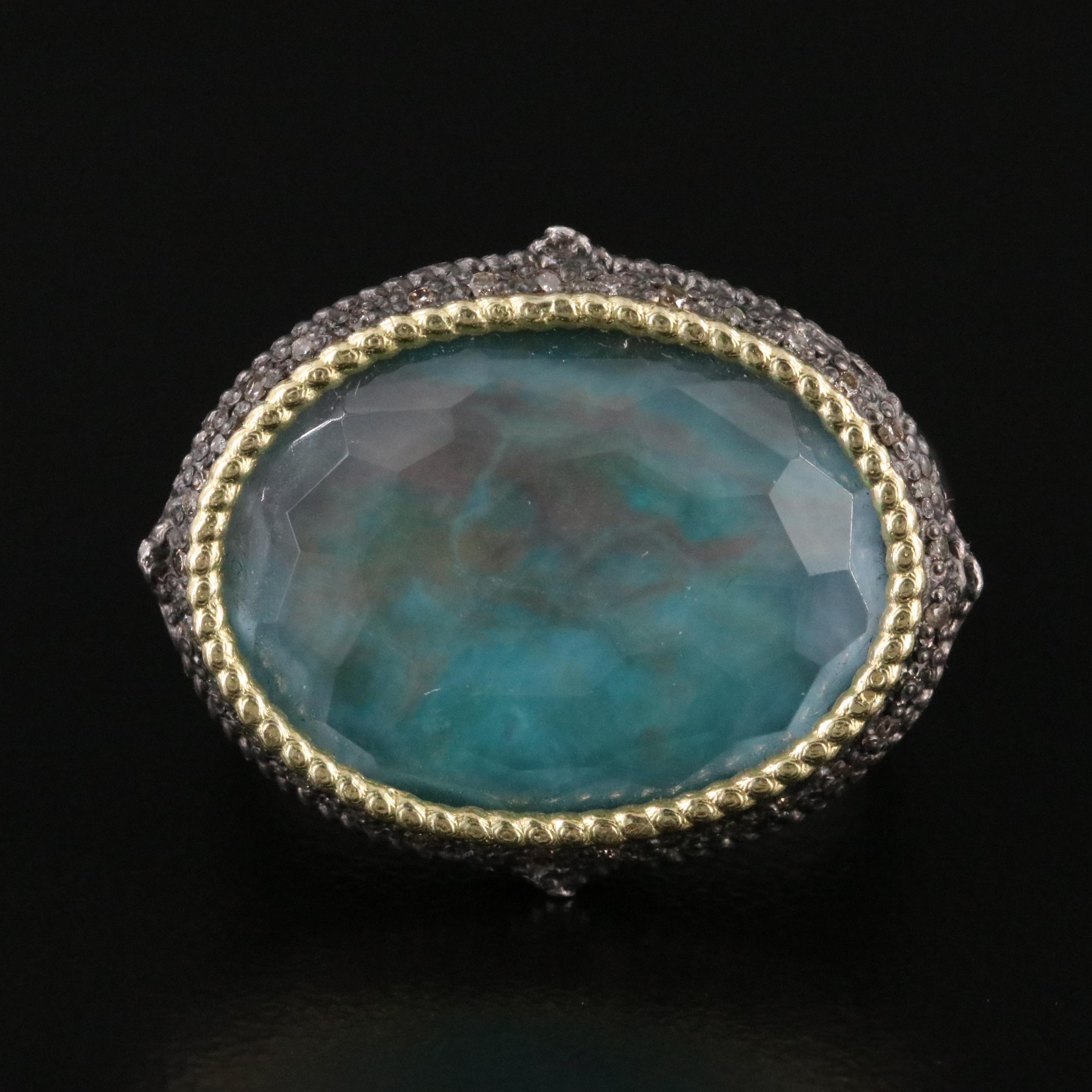 Armenta Sterling Mother-of-Pearl and Diamond Ring with 18K Accent