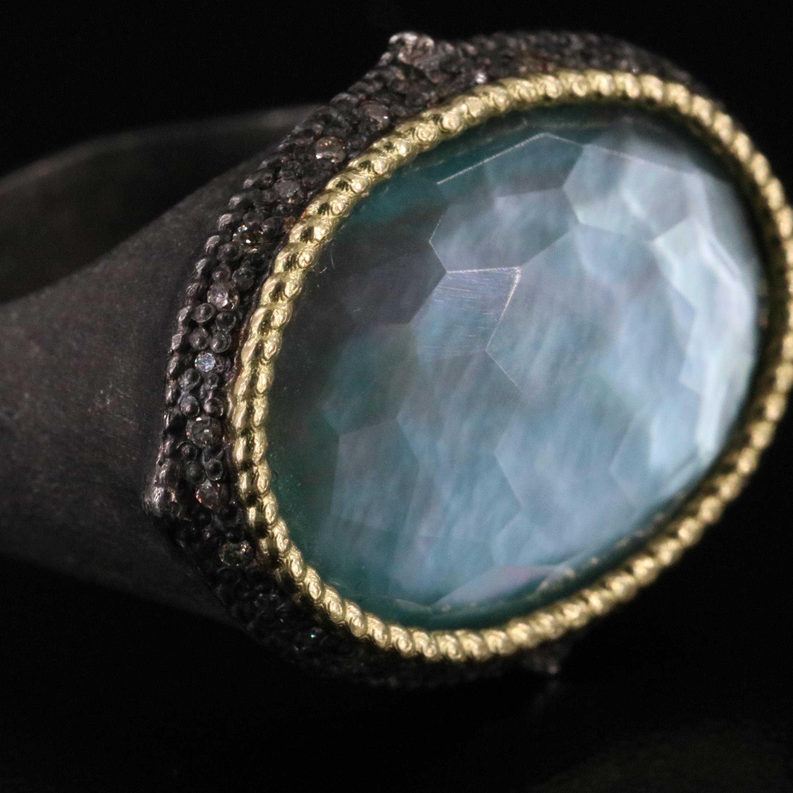 Armenta Sterling Mother-of-Pearl and Diamond Ring with 18K Accent